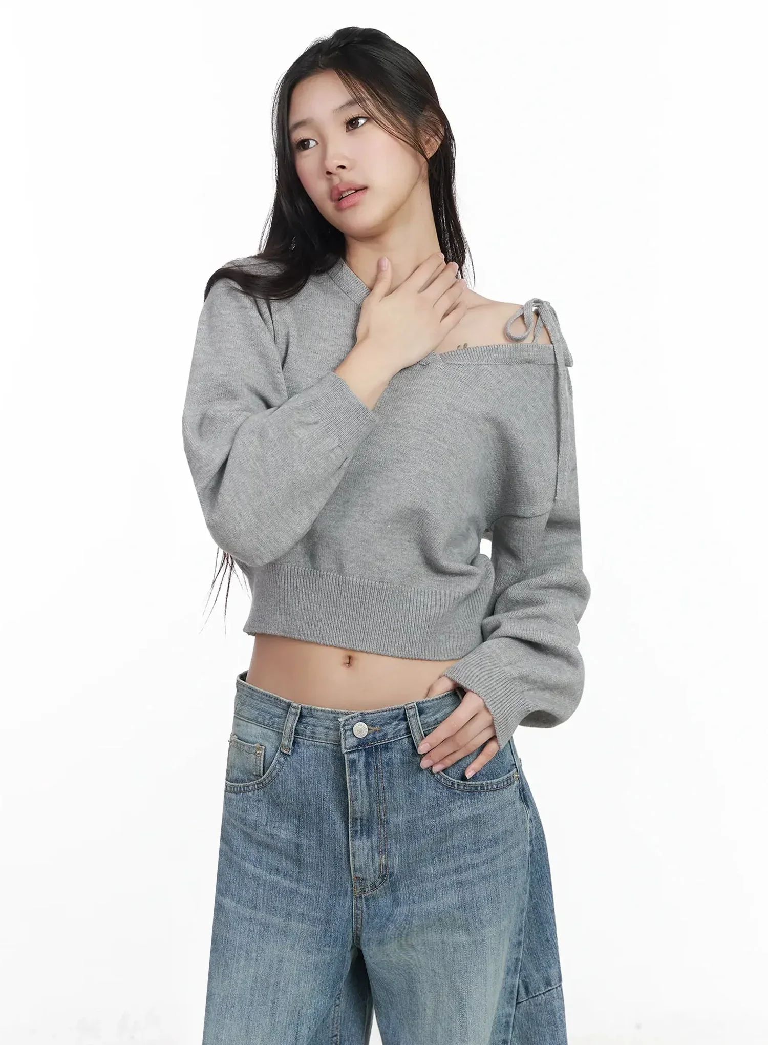 One-Shoulder Tie Sweater IM504 - Image 8