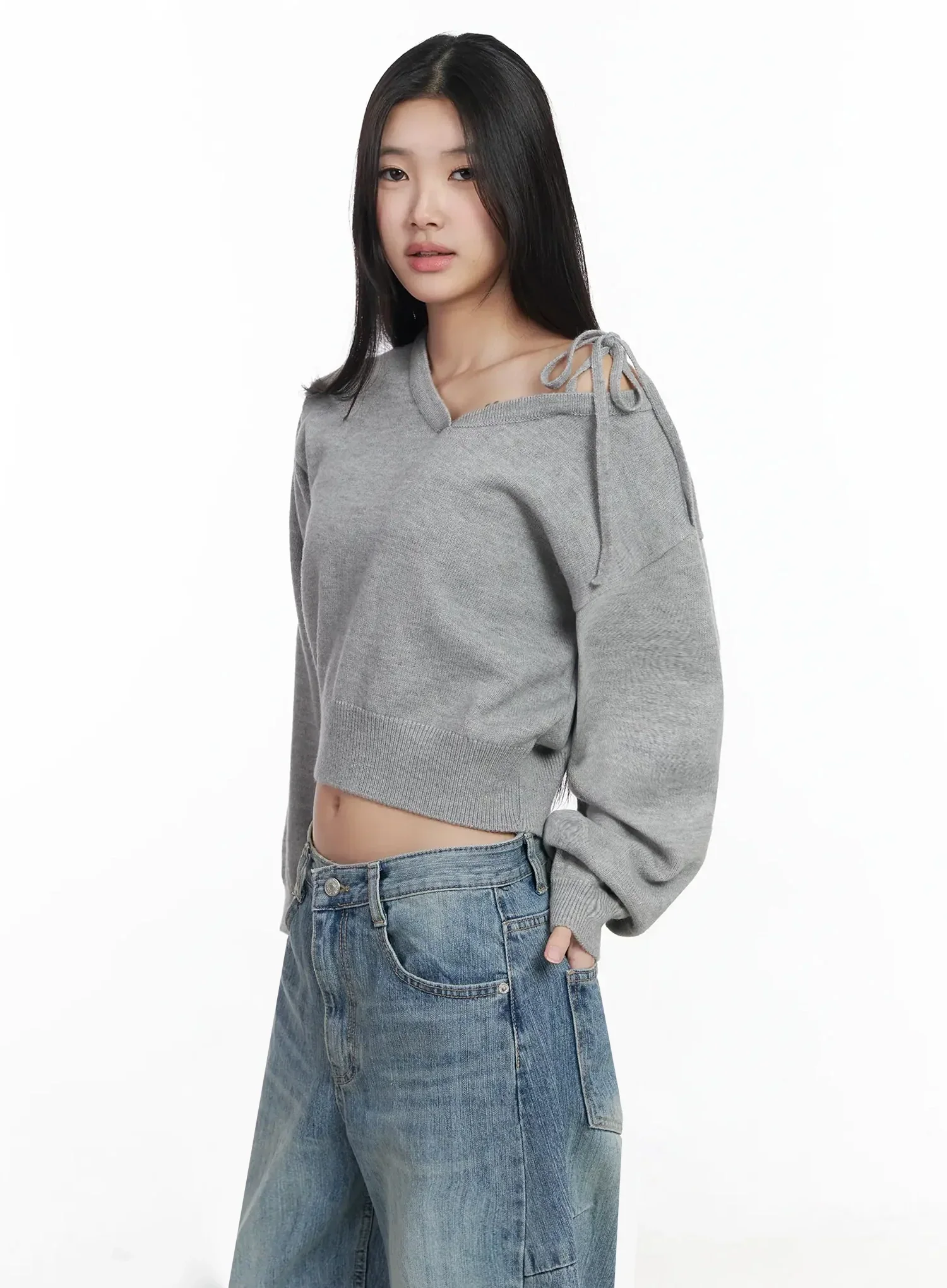 One-Shoulder Tie Sweater IM504 - Image 9