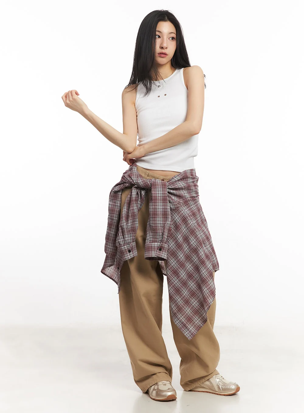 Oversize Checkered Collared Shirt CA504 - Image 4