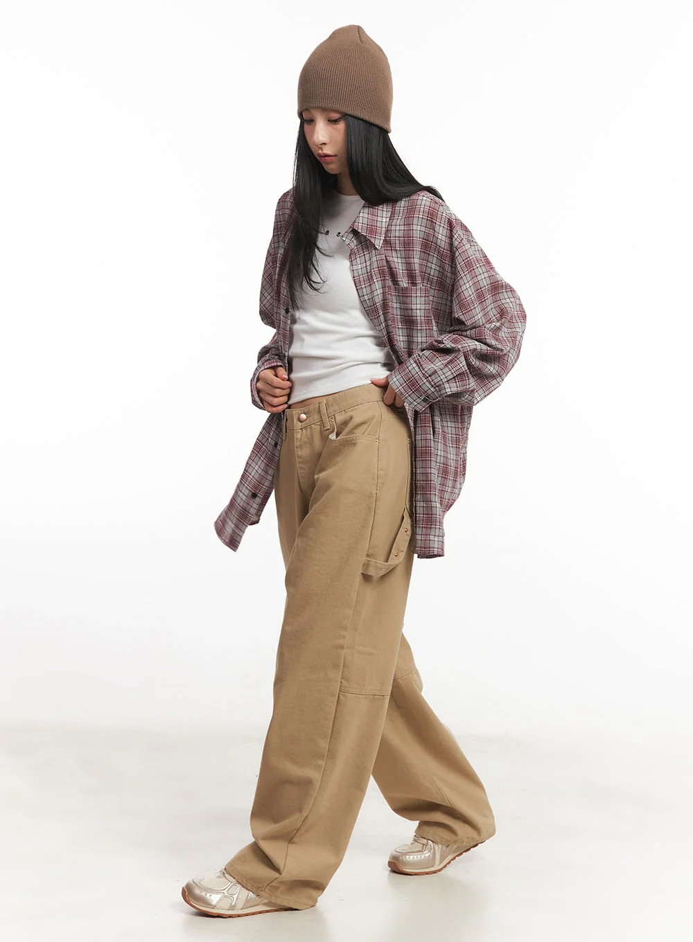 Oversize Checkered Collared Shirt CA504 - Image 5