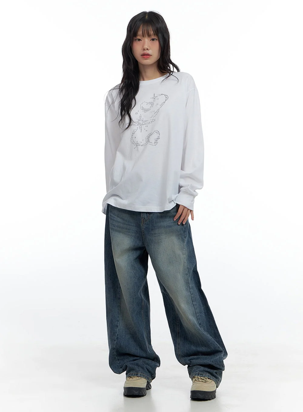 Oversize Fit Round Neck Graphic Tee CS419 - Image 2
