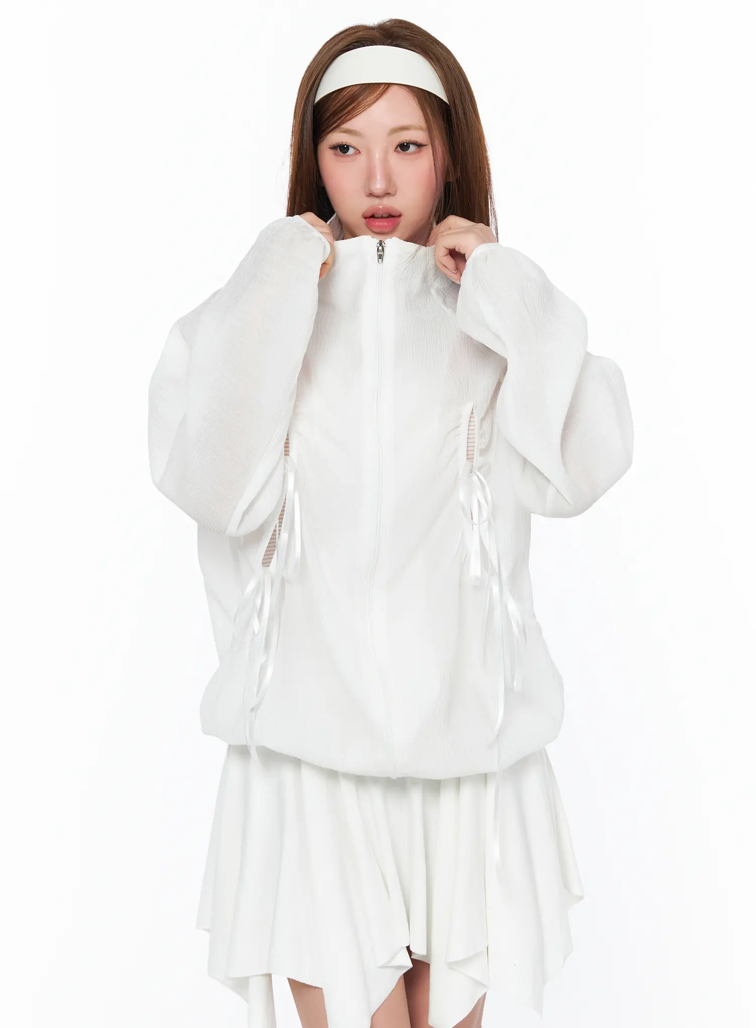 Oversized Bow Detail Windbreaker CA514
