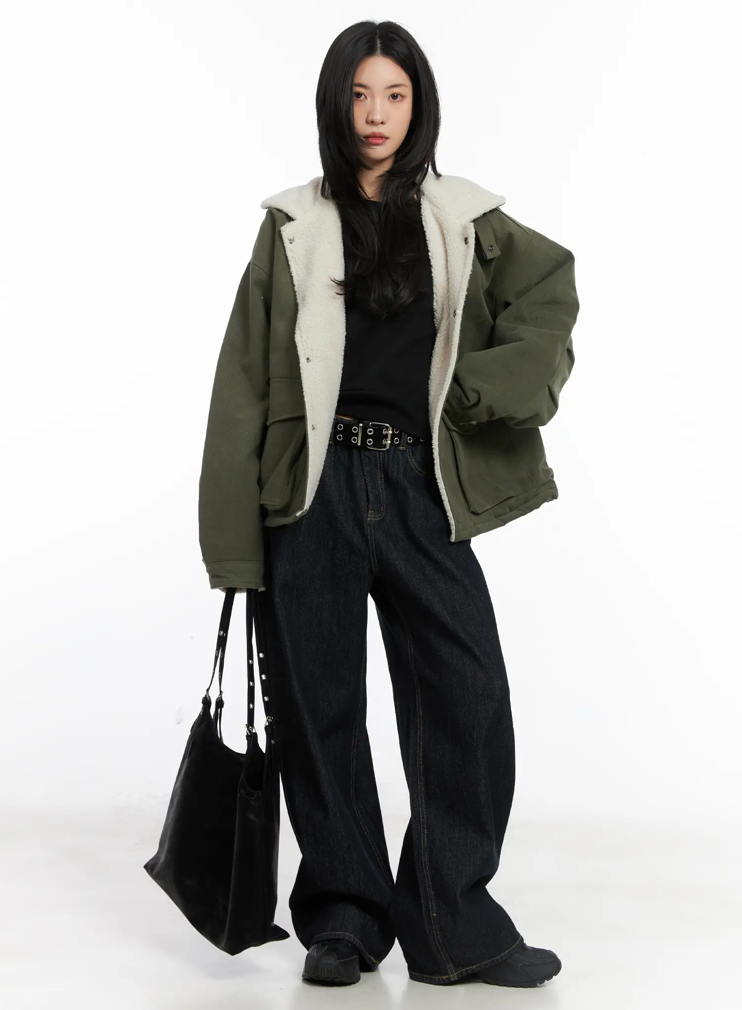 Oversized Button Fleece Jacket CD508 - Image 14