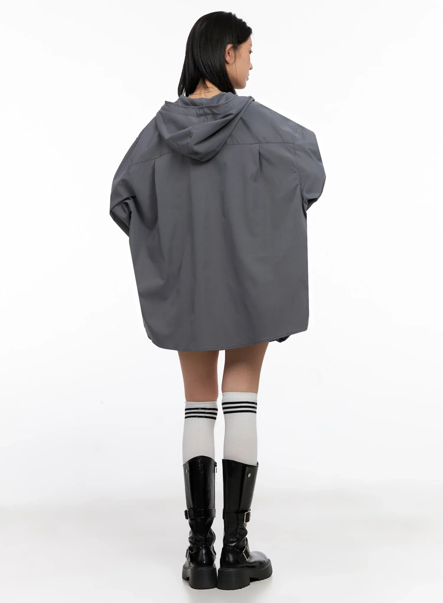 Oversized Button Up Hoodie Jacket IS508 - Image 9