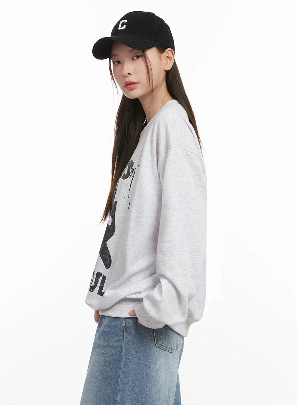 Oversized Cat Graphic Crew Neck IJ527 - Image 8