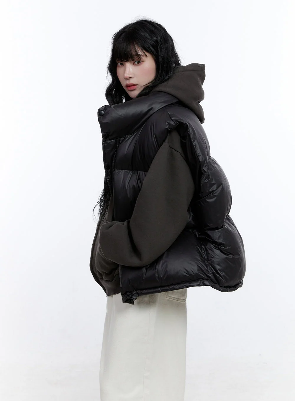 Oversized Chic Zip-Up Puffer Vest CD419 - Image 3