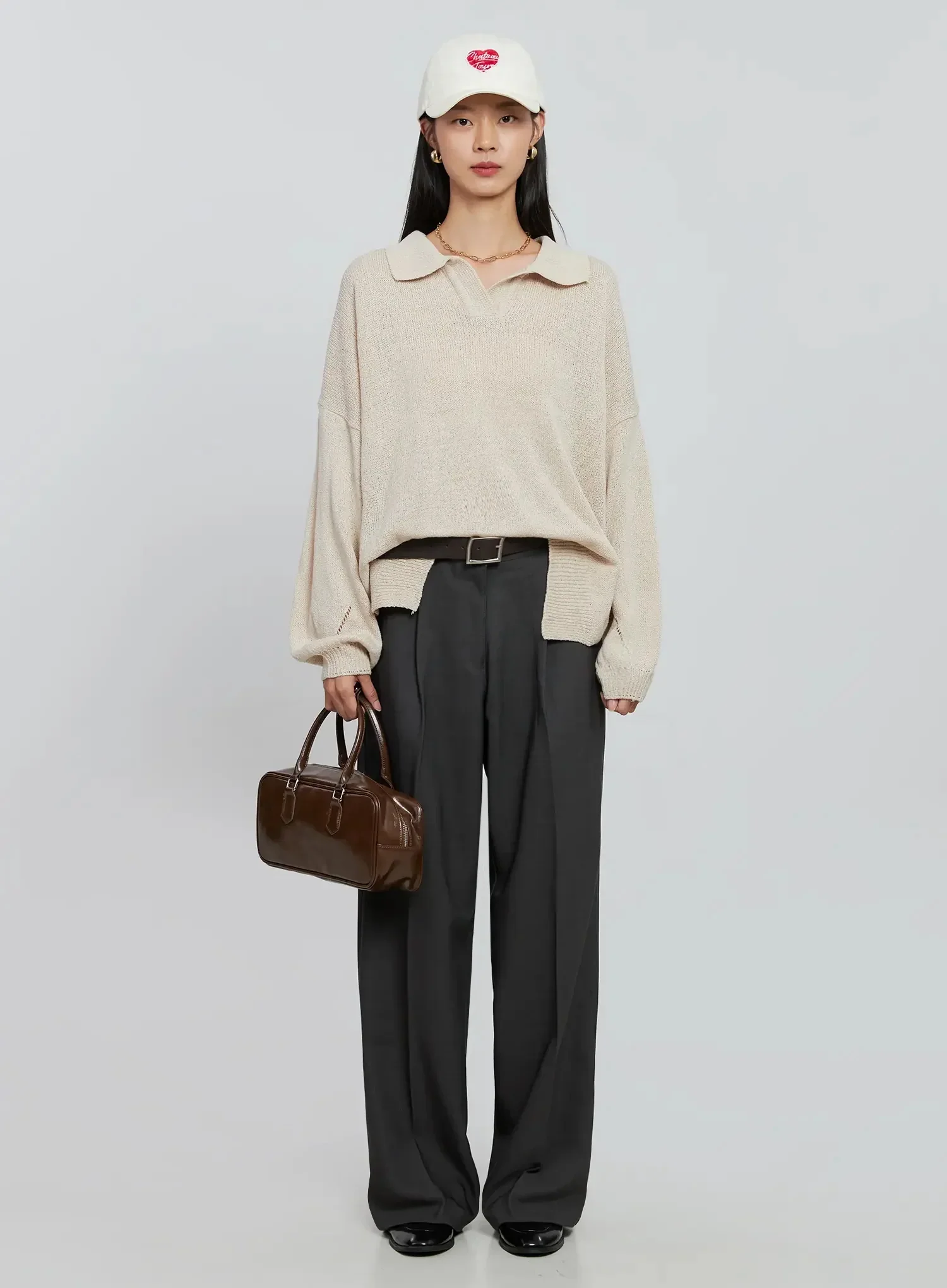 Oversized Collar Knit Top IN507 - Image 15