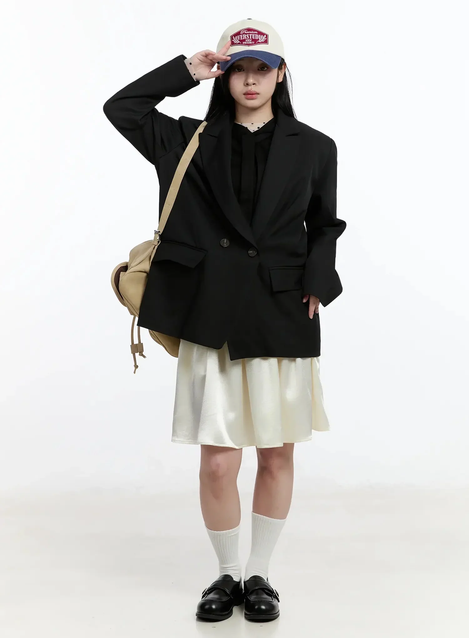 Oversized Double-Button Blazer IM519 - Image 13