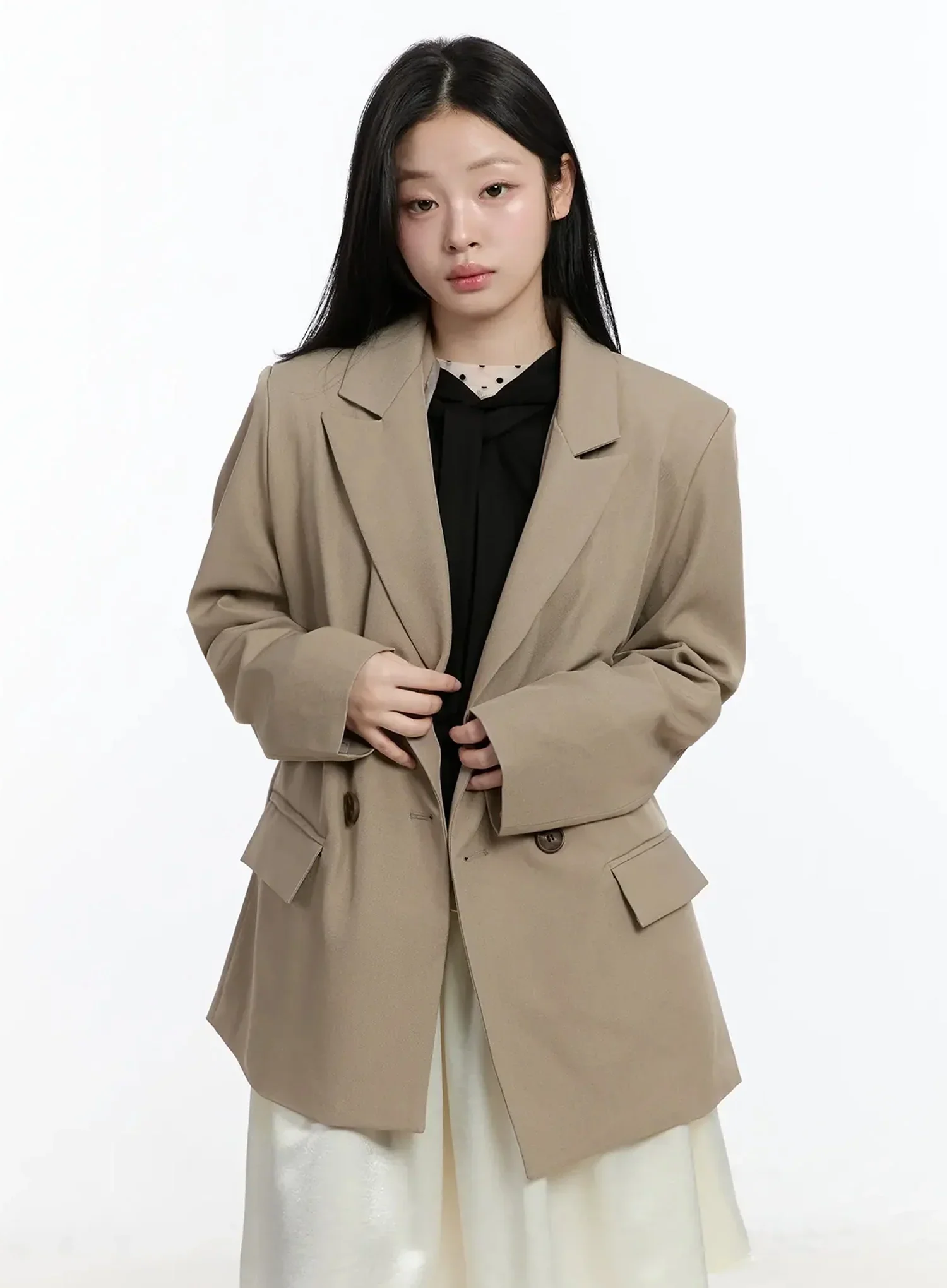 Oversized Double-Button Blazer IM519 - Image 14