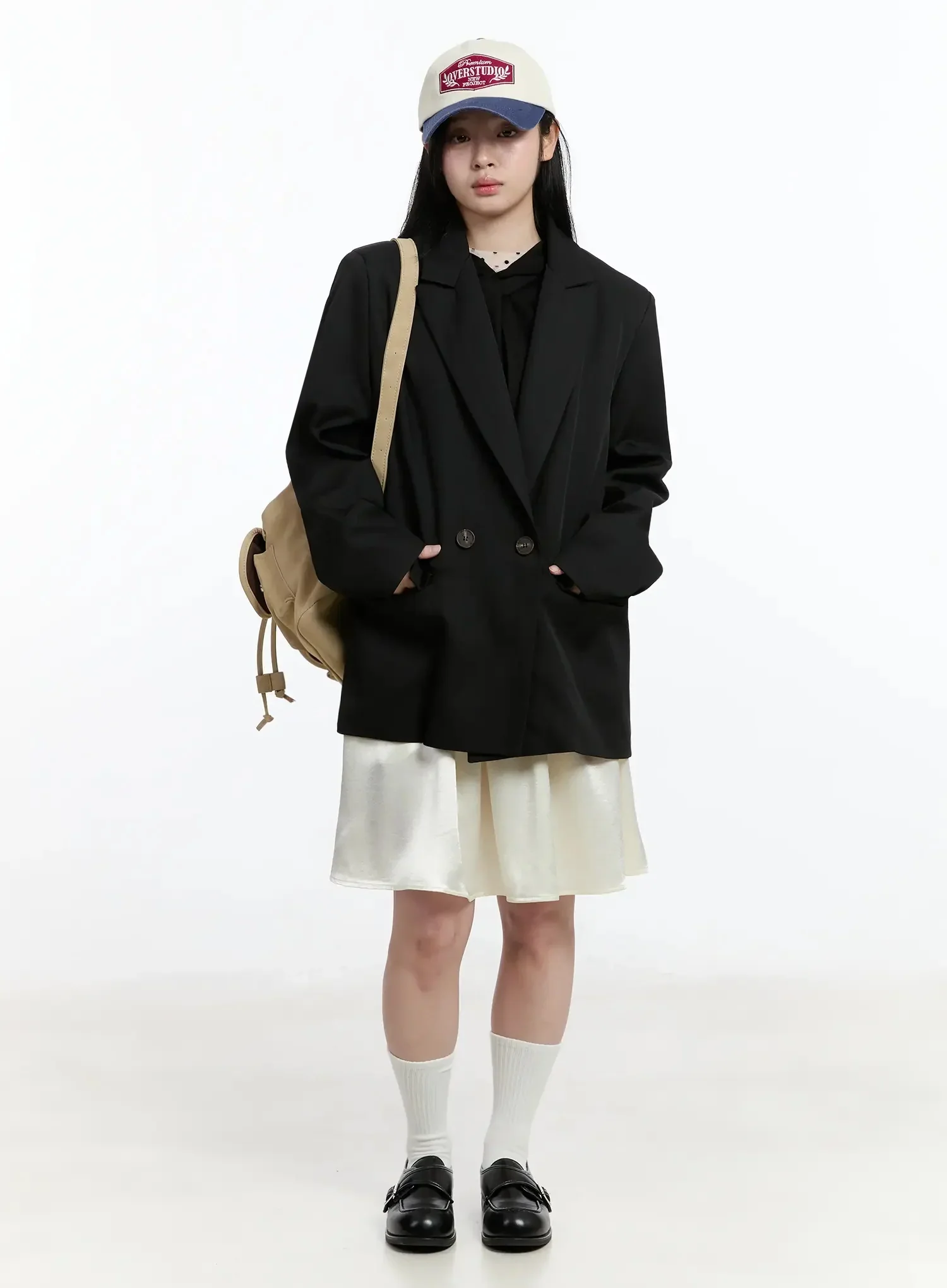 Oversized Double-Button Blazer IM519 - Image 5