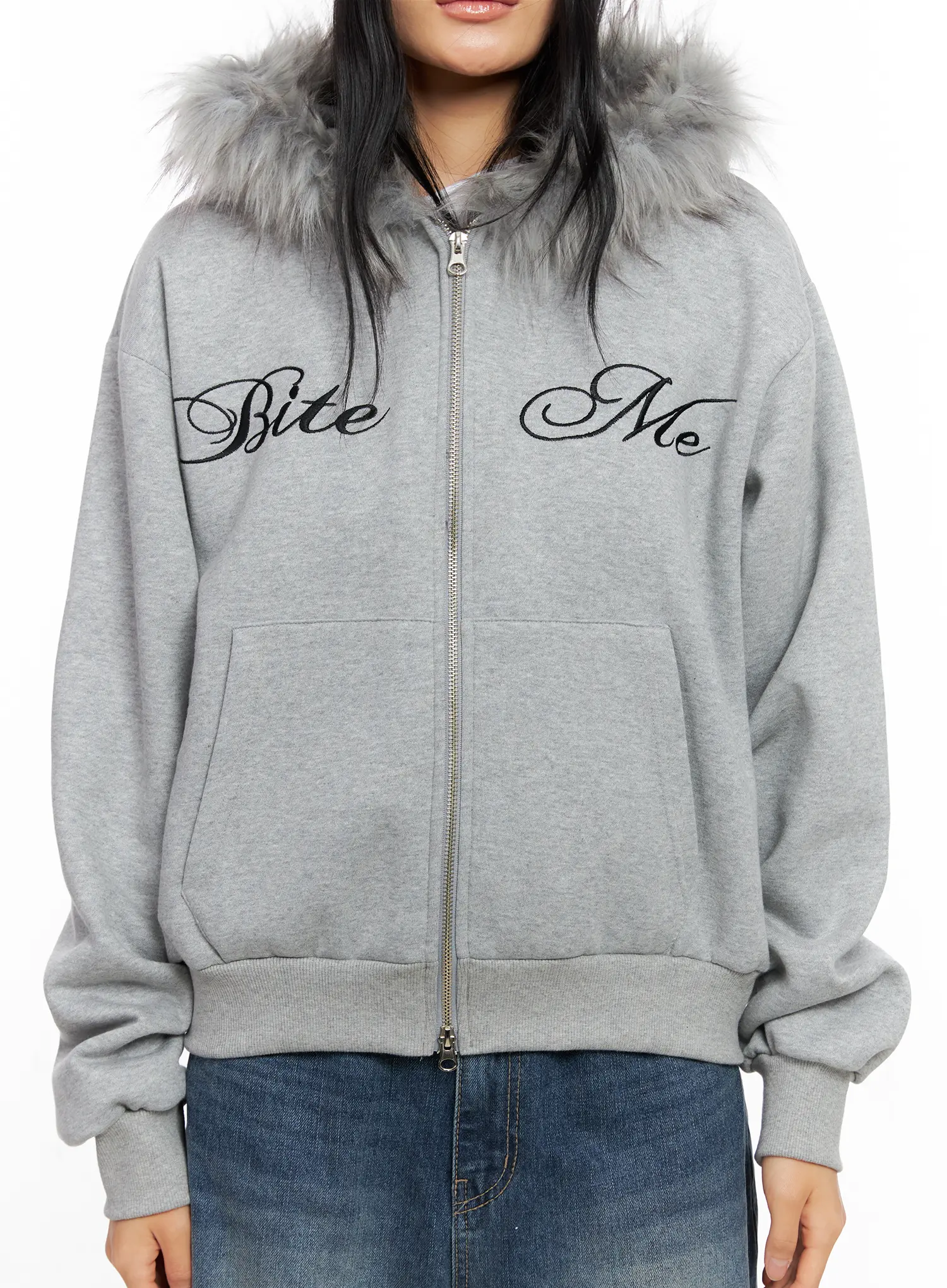 Oversized Fur Zip-Up Hoodie CO529 - Image 4