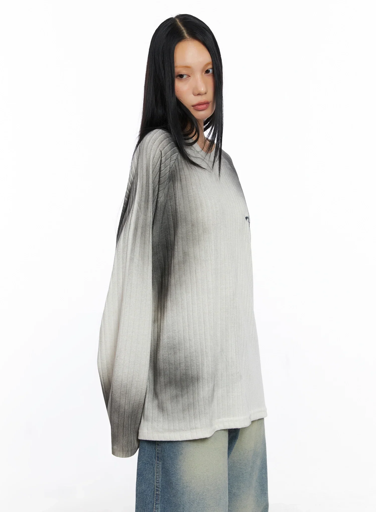 Oversized Gradient Ribbed Knit Top IO517 - Image 6