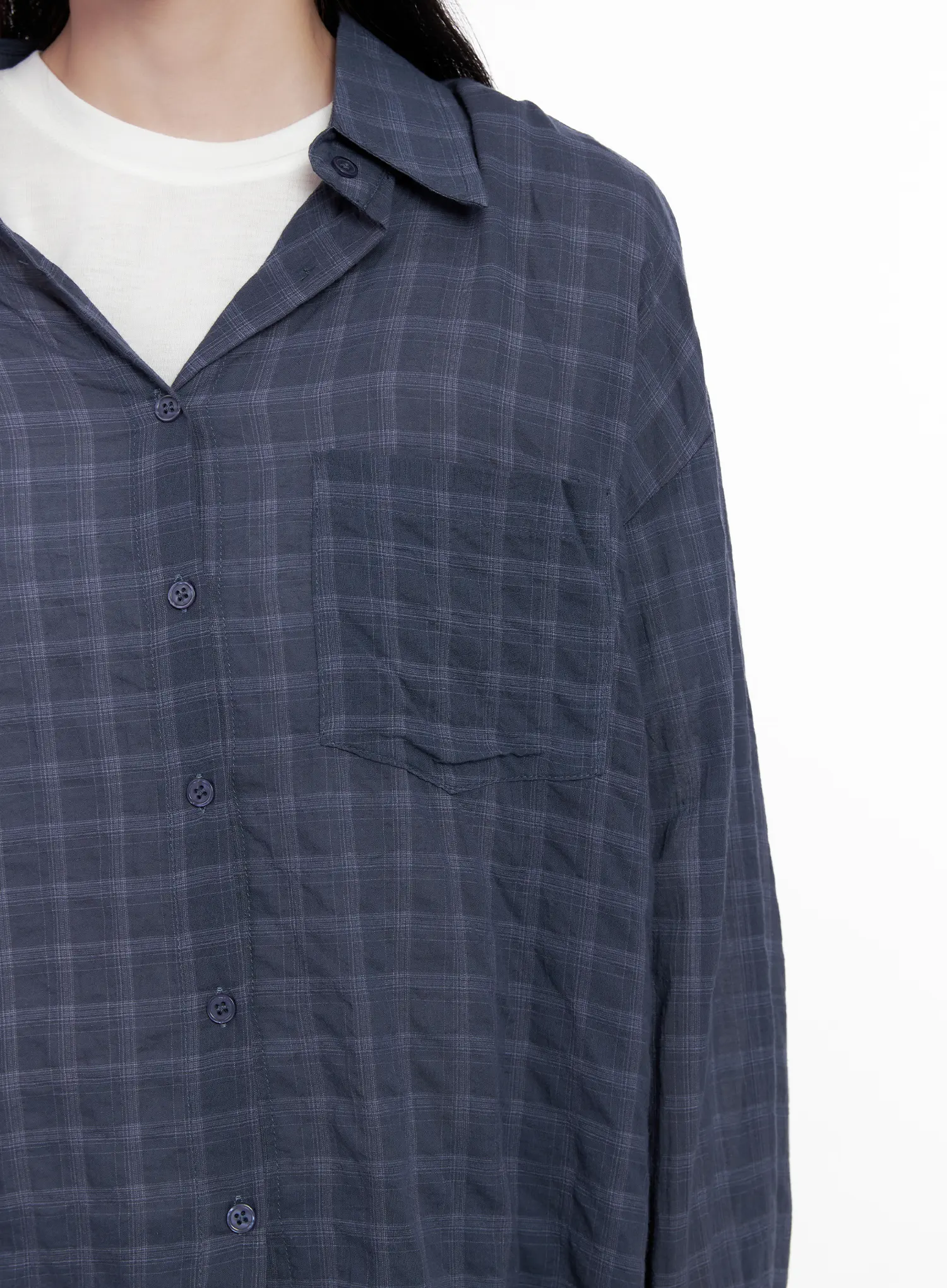 Oversized Plaid Button-Down Shirt CL515 - Image 9