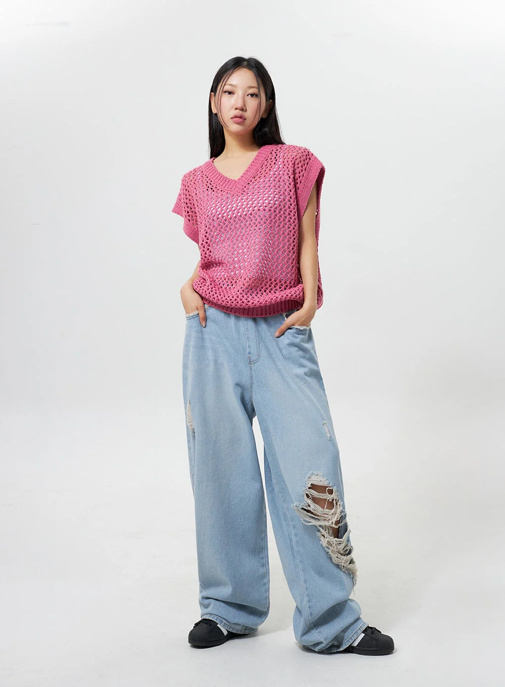 Oversized Ripped Jeans CY324 - Image 10