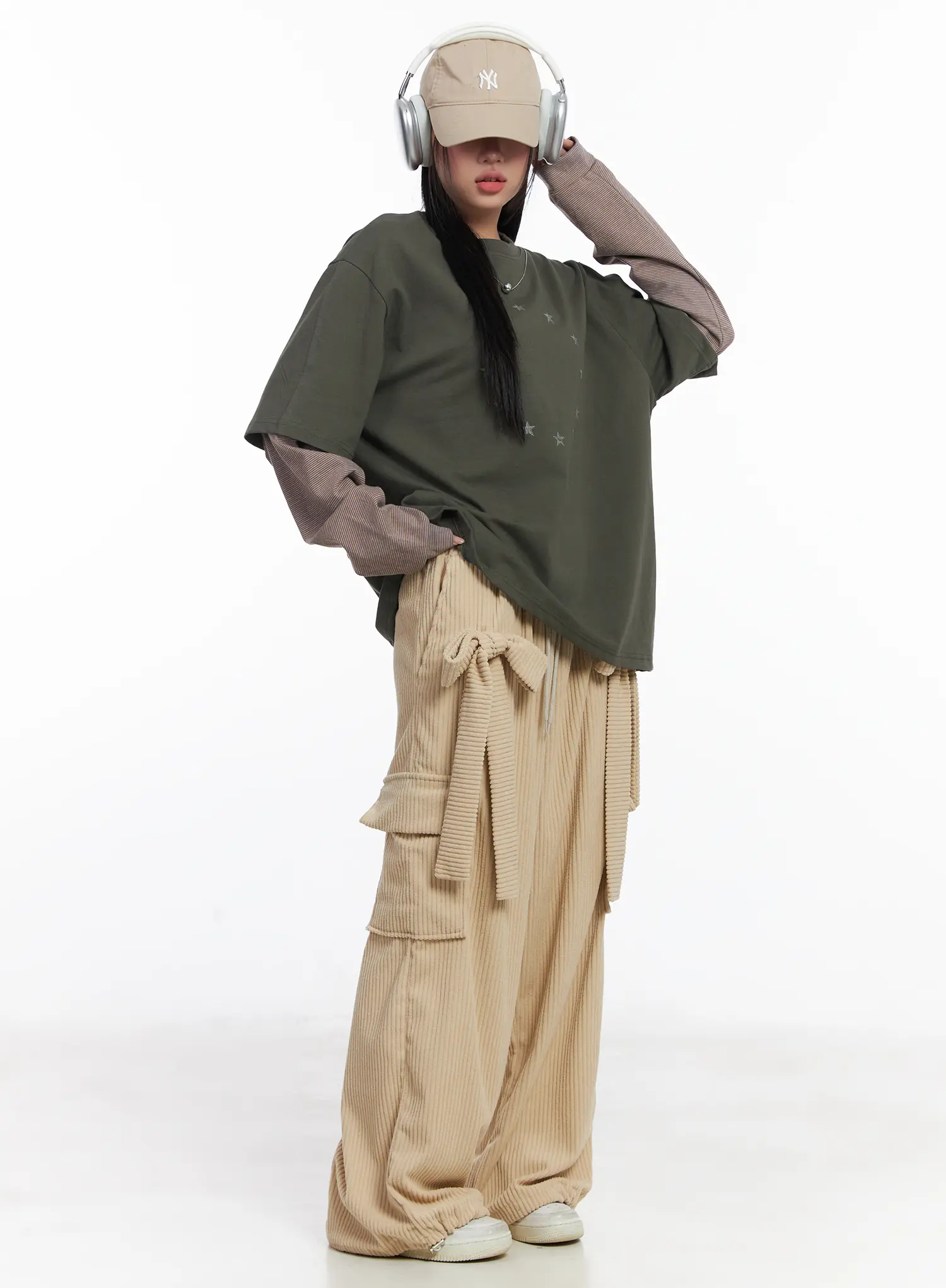 Oversized Star Print Layered Long Sleeve Tee CJ514 - Image 6