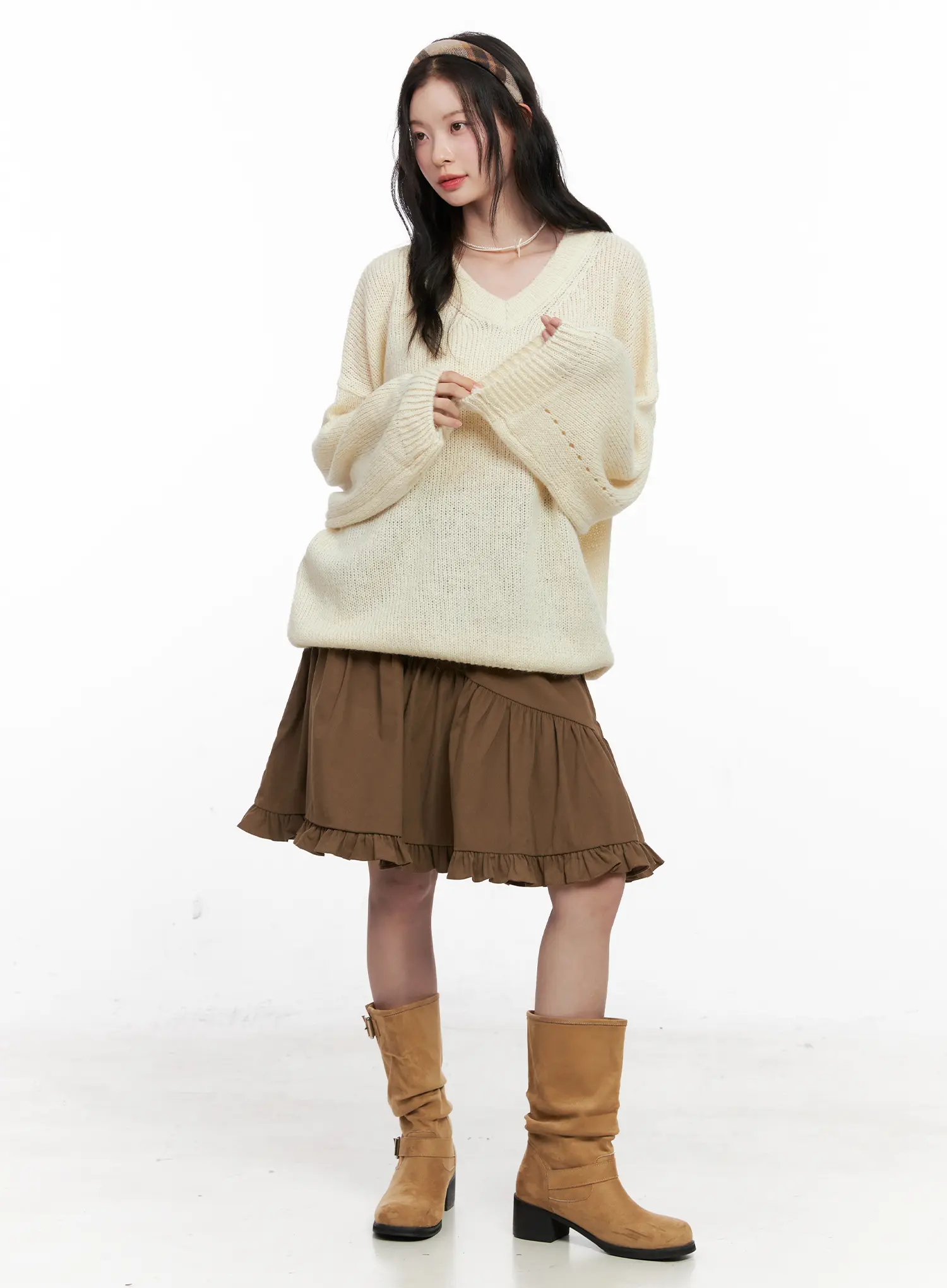 Oversized V-Neck Knit Sweater CO531 - Image 3