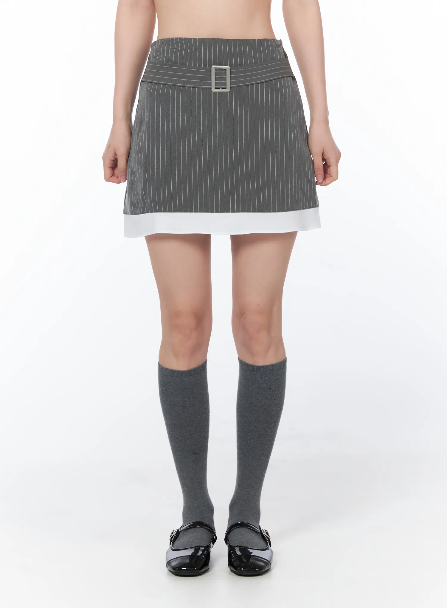 Pinstriped Belted Mini Skirt CY508 - Image 11