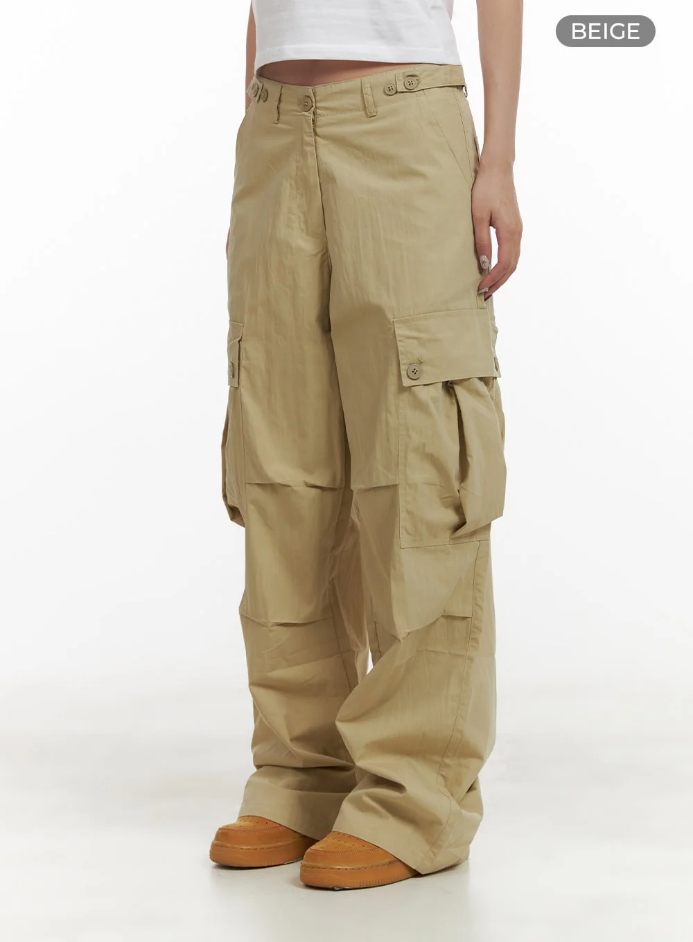 Pintuck Buttoned Cargo Pants CY403 - Image 8