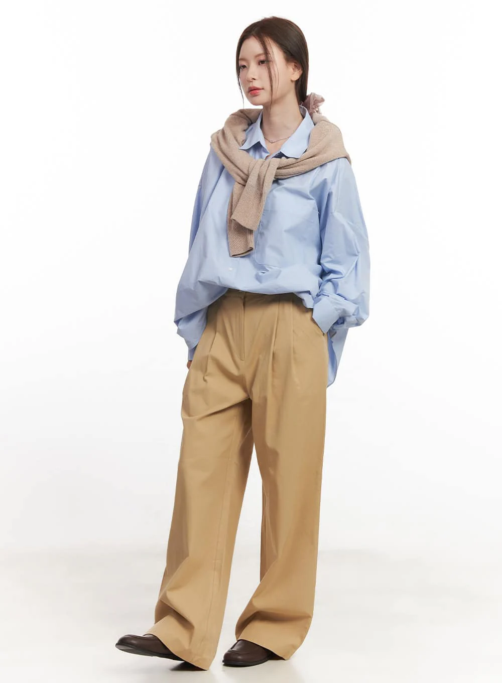 Pintuck Cotton Tailored Trousers CA502 - Image 9