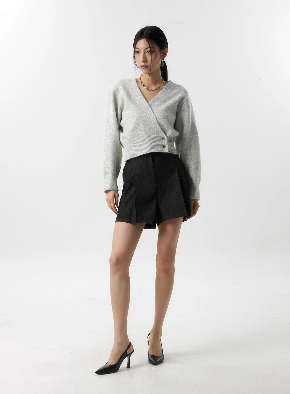 Pintuck Denim Shorts IS315