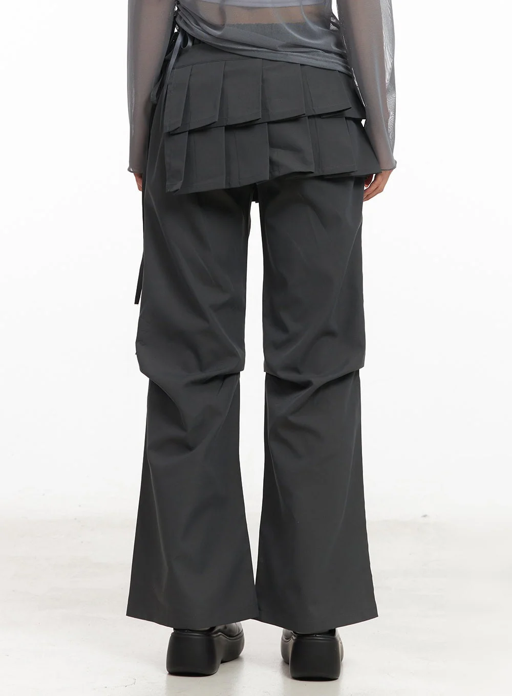 Pintuck Pleated Bootcut Skirt Pants CM503 - Image 3