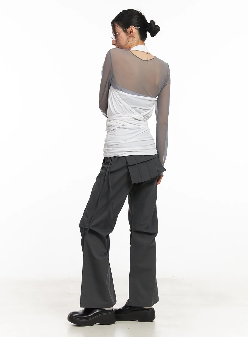 Pintuck Pleated Bootcut Skirt Pants CM503 - Image 5