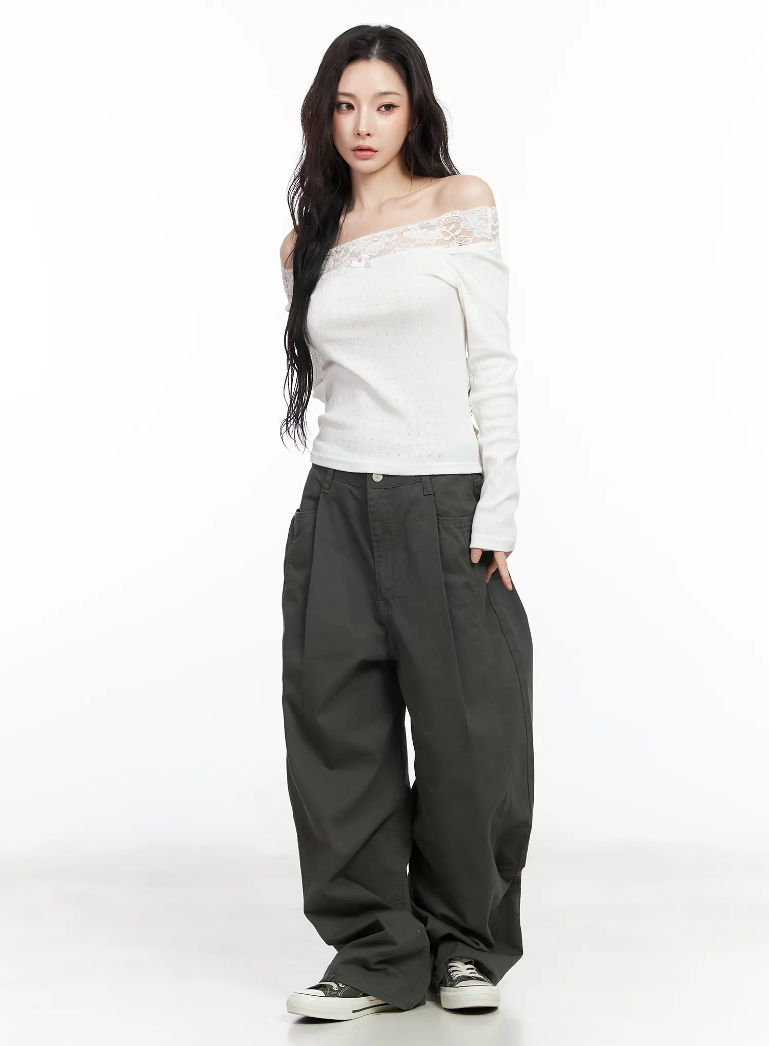 Pintuck Wide Cotton Pants CM518 - Image 2