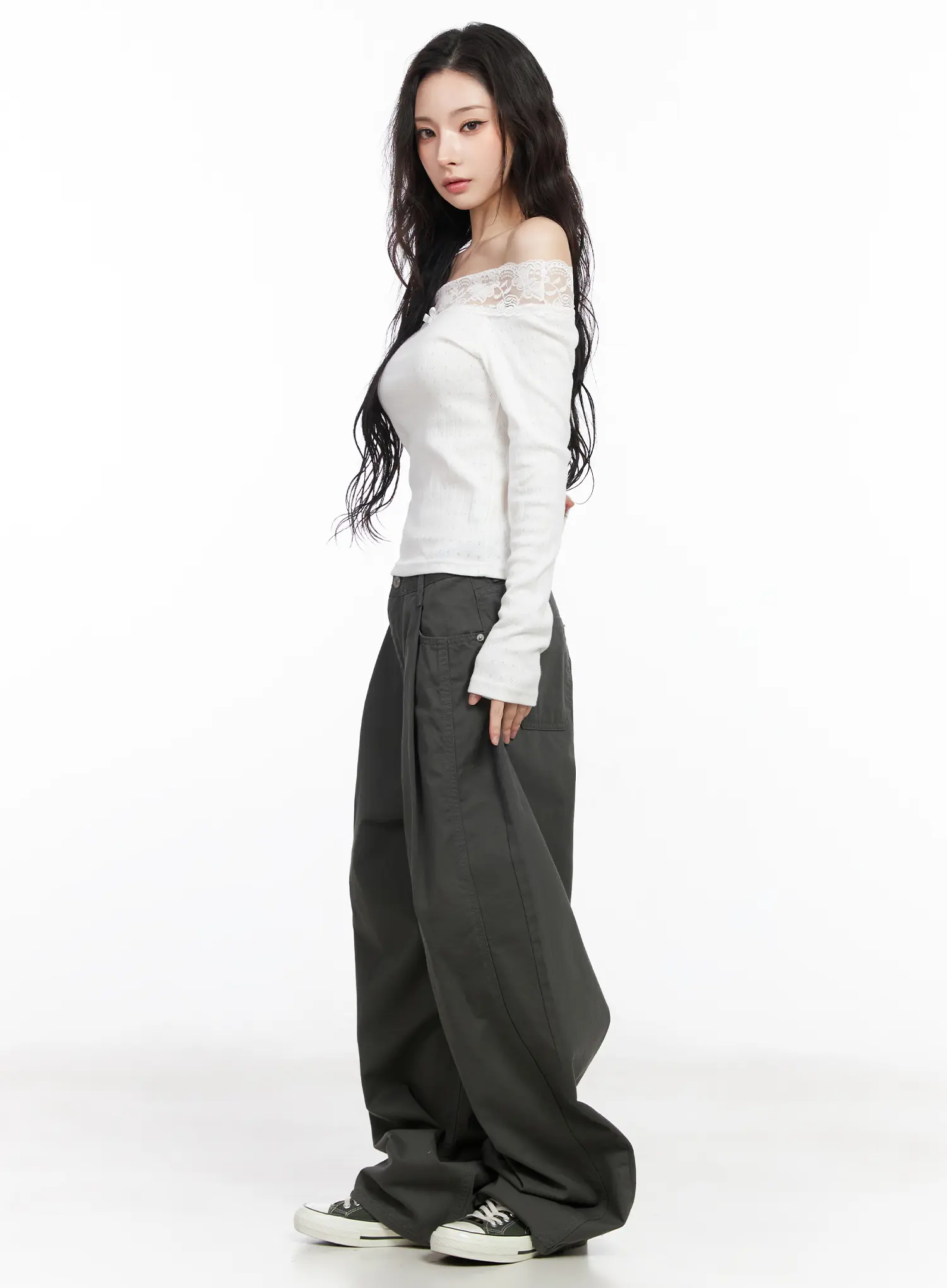 Pintuck Wide Cotton Pants CM518 - Image 3