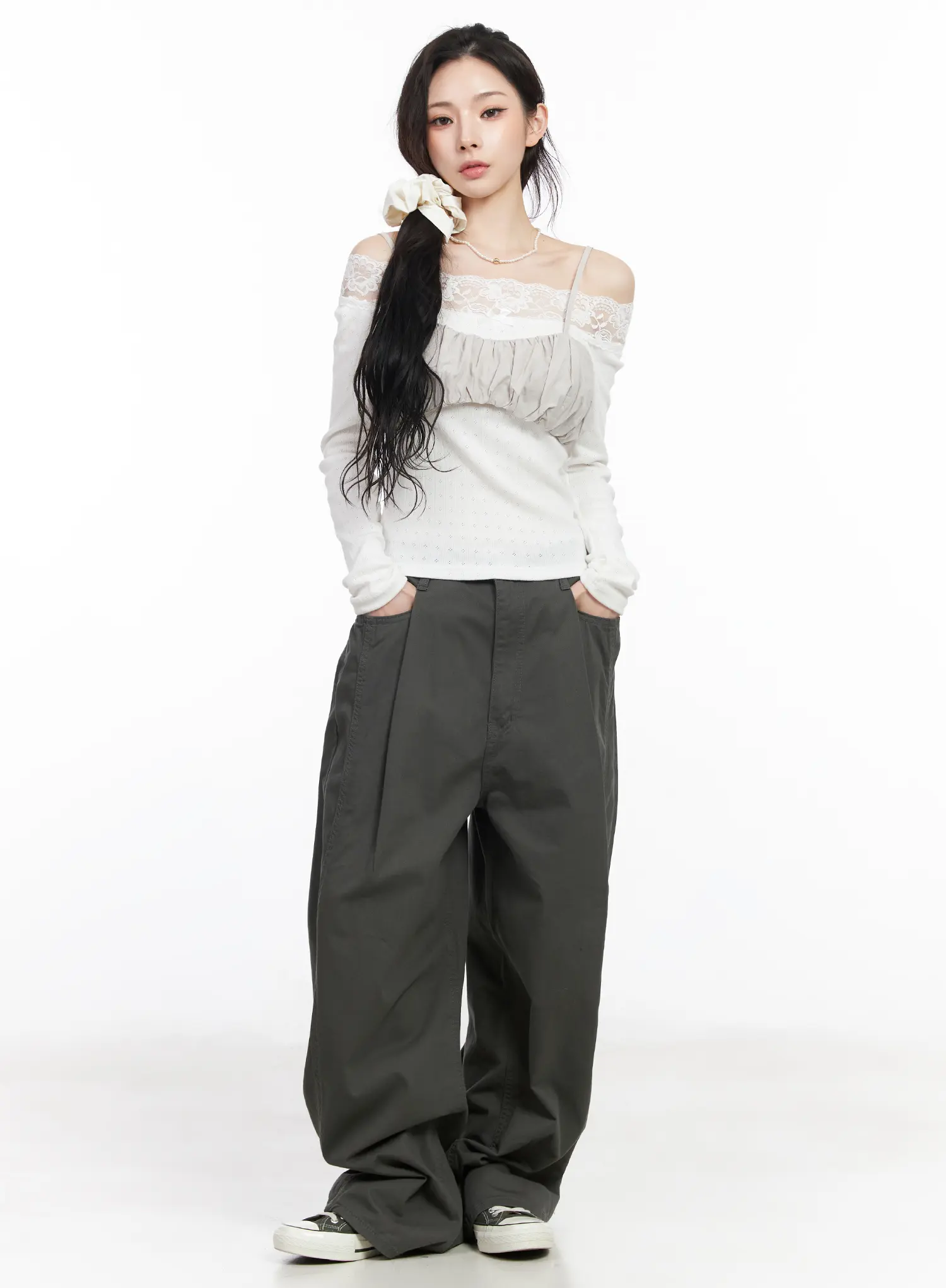 Pintuck Wide Cotton Pants CM518 - Image 7