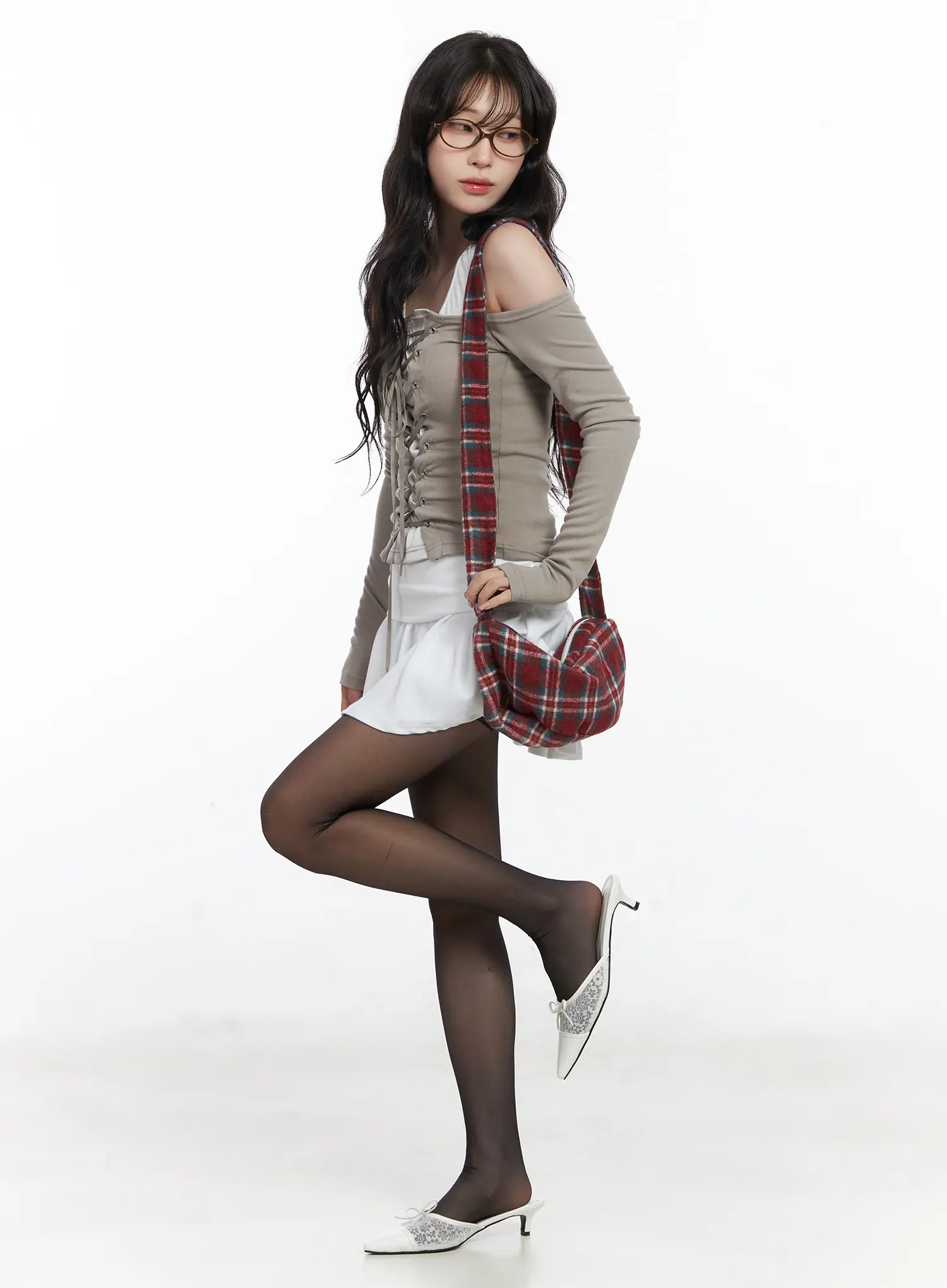 Plaid Fleece Crossbody Bag CJ527 - Image 4