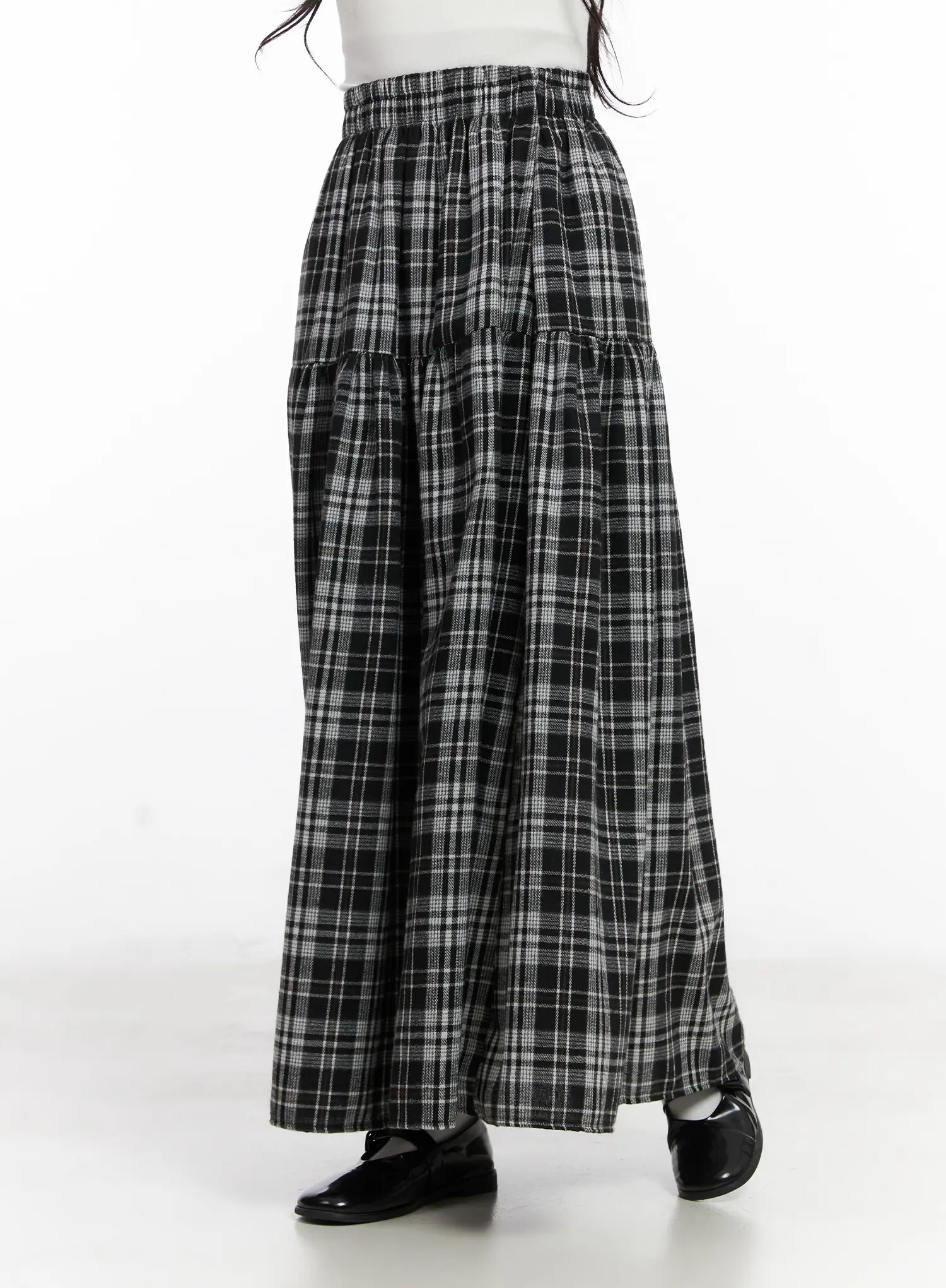 Plaid Frill Maxi Skirt CN527 - Image 10