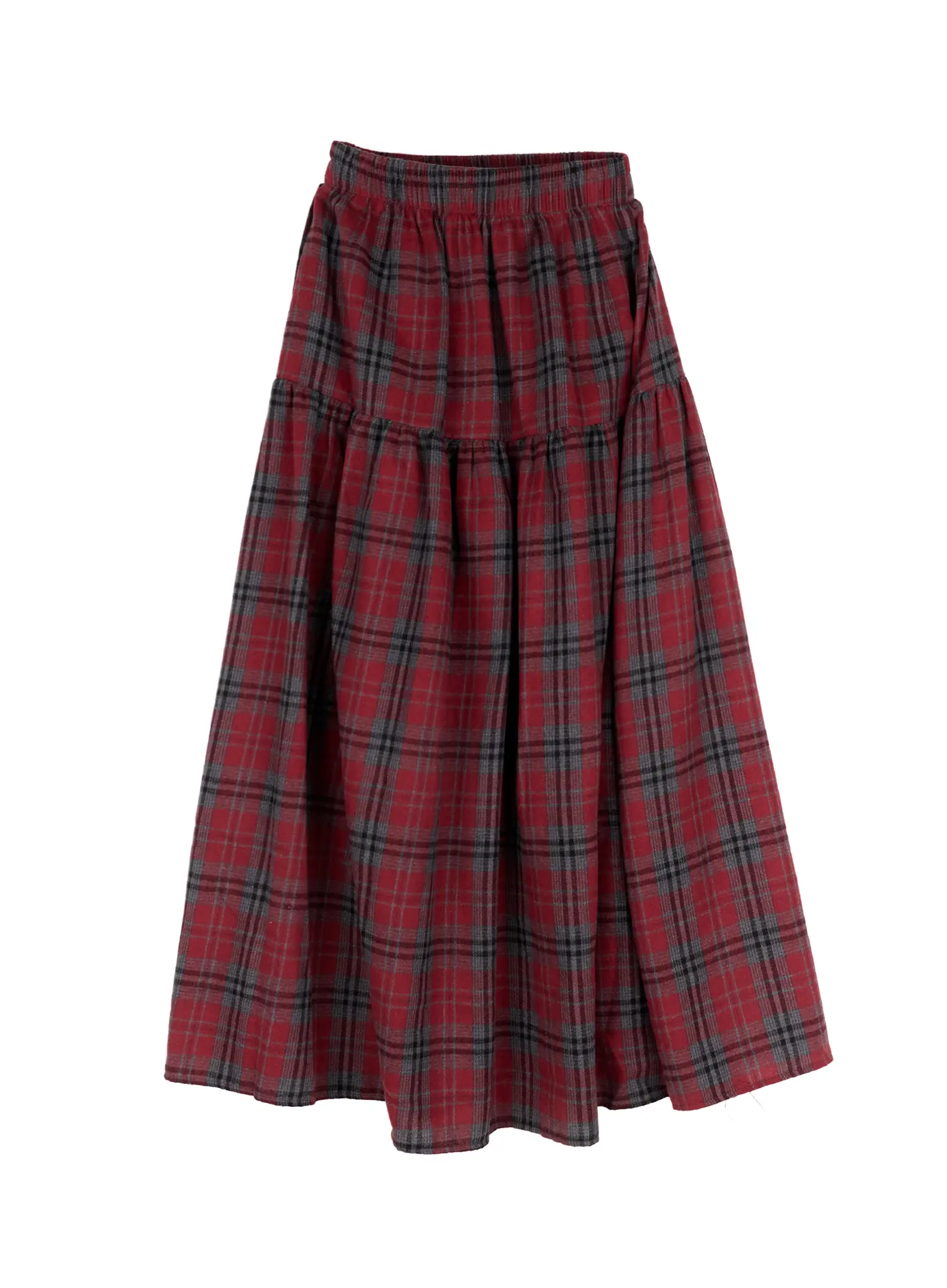 Plaid Frill Maxi Skirt CN527 - Image 12