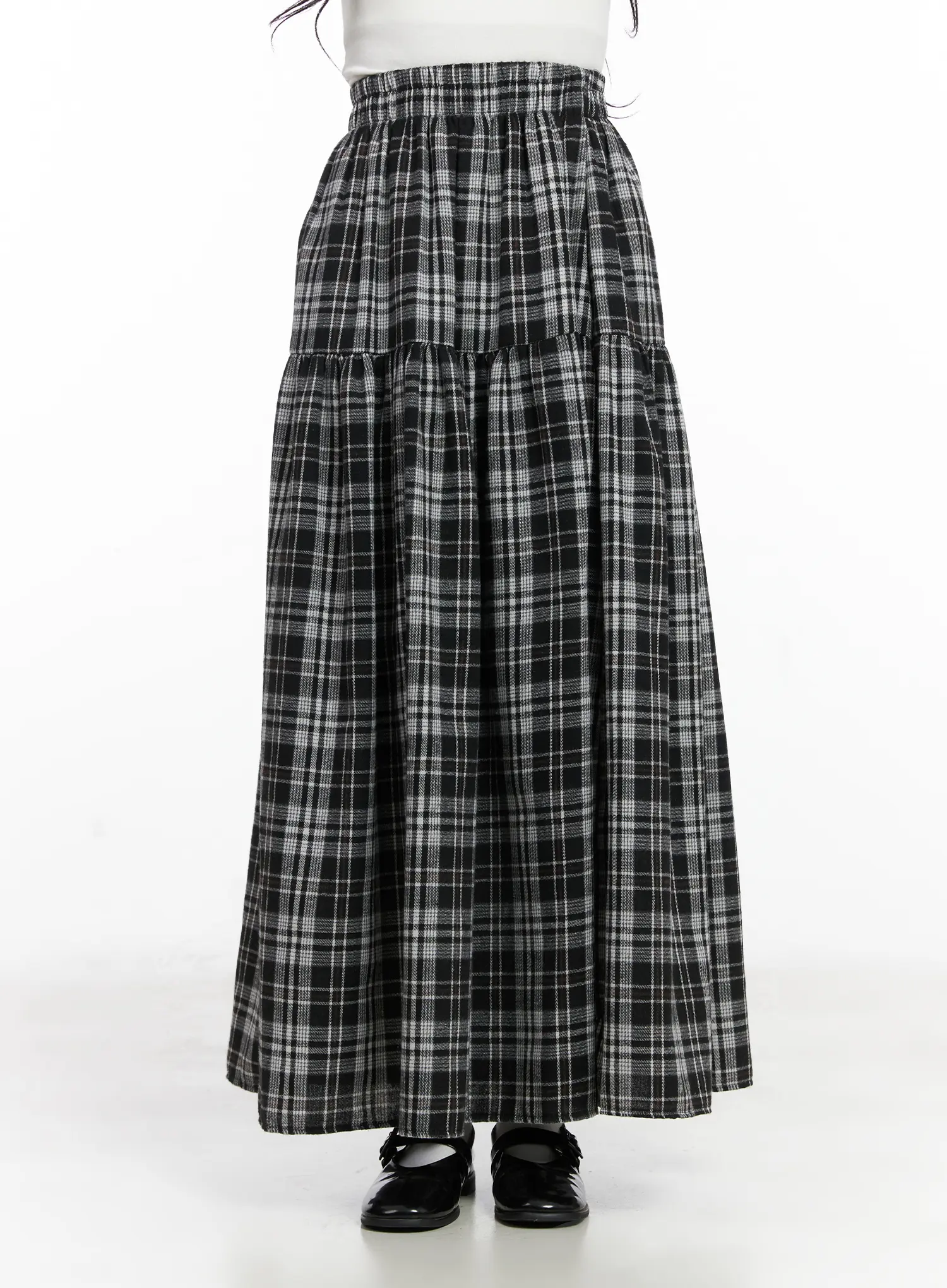 Plaid Frill Maxi Skirt CN527 - Image 2
