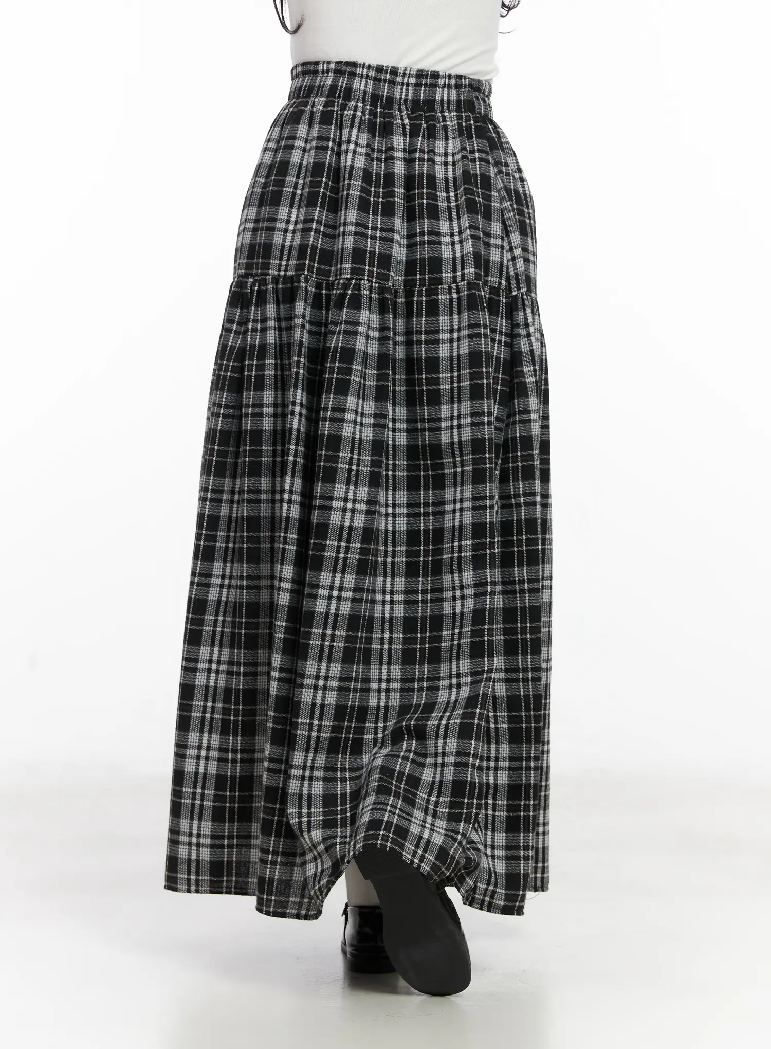 Plaid Frill Maxi Skirt CN527 - Image 7