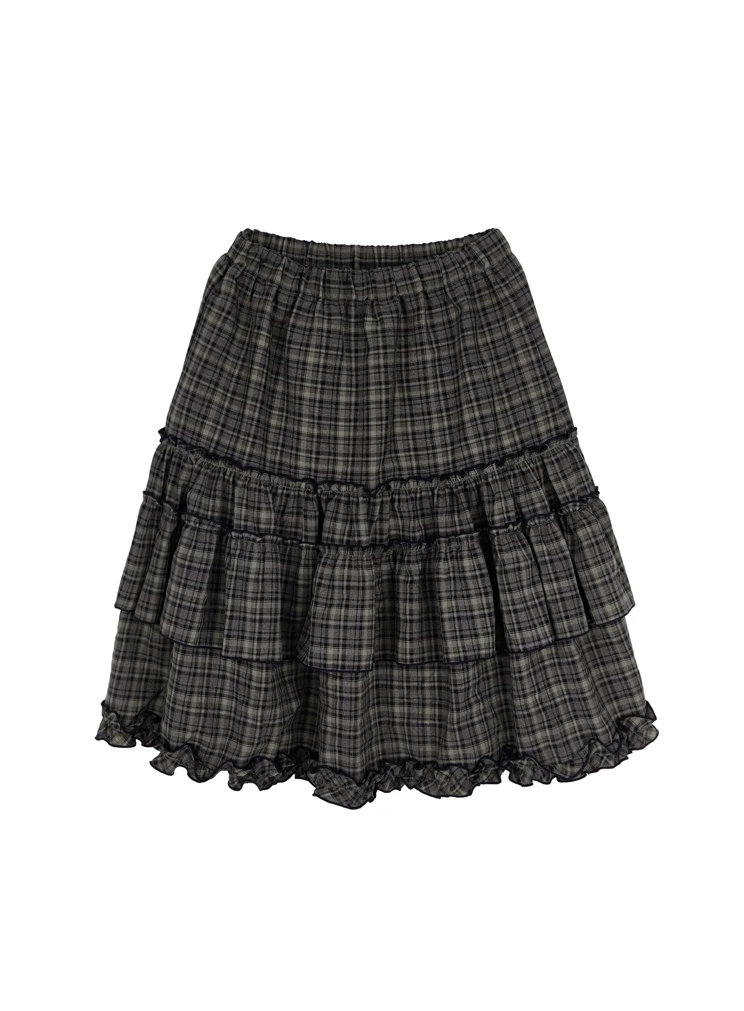 Plaid Frill Tiered Midi Skirt IA523 - Image 17