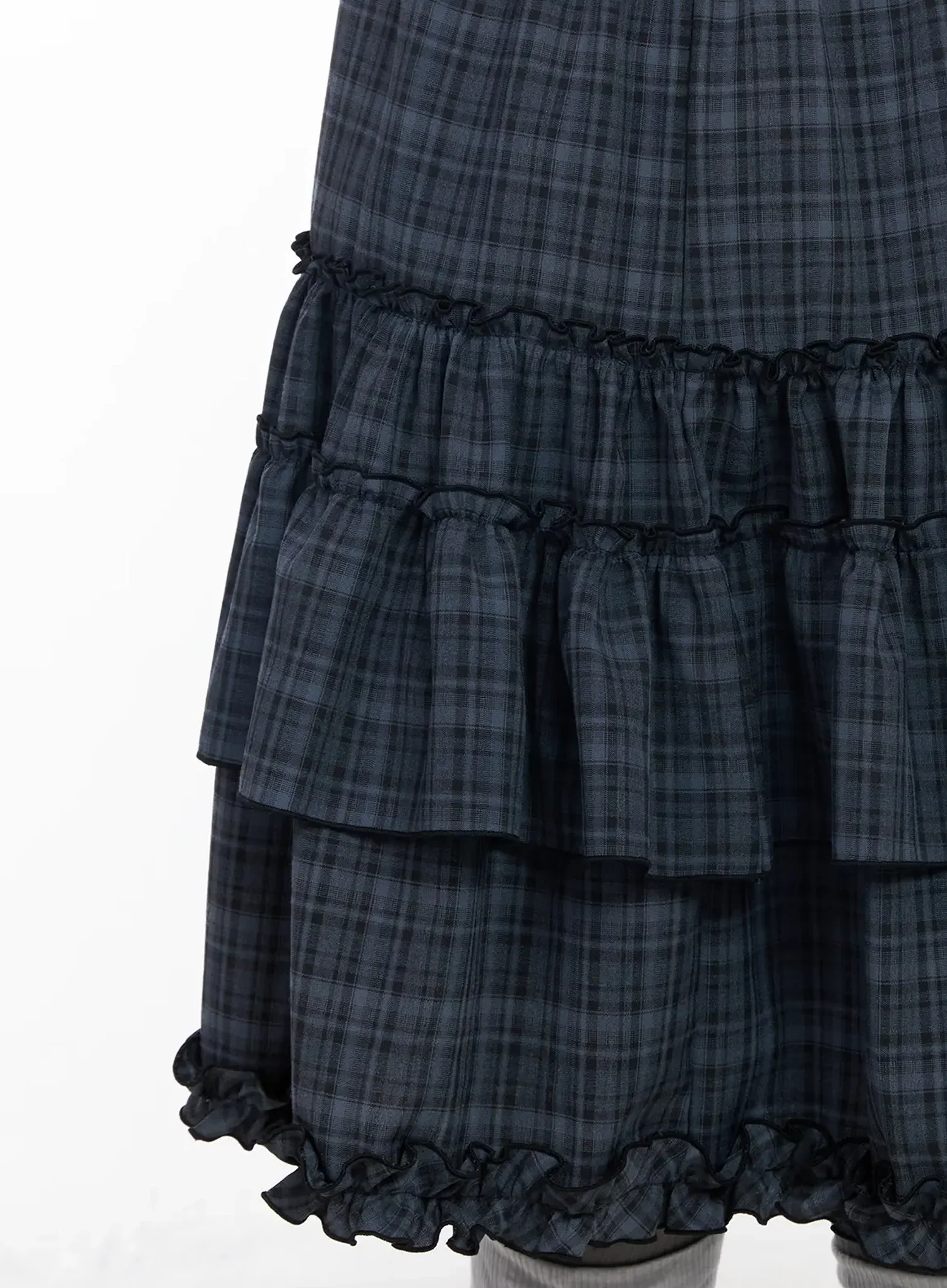 Plaid Frill Tiered Midi Skirt IA523 - Image 4