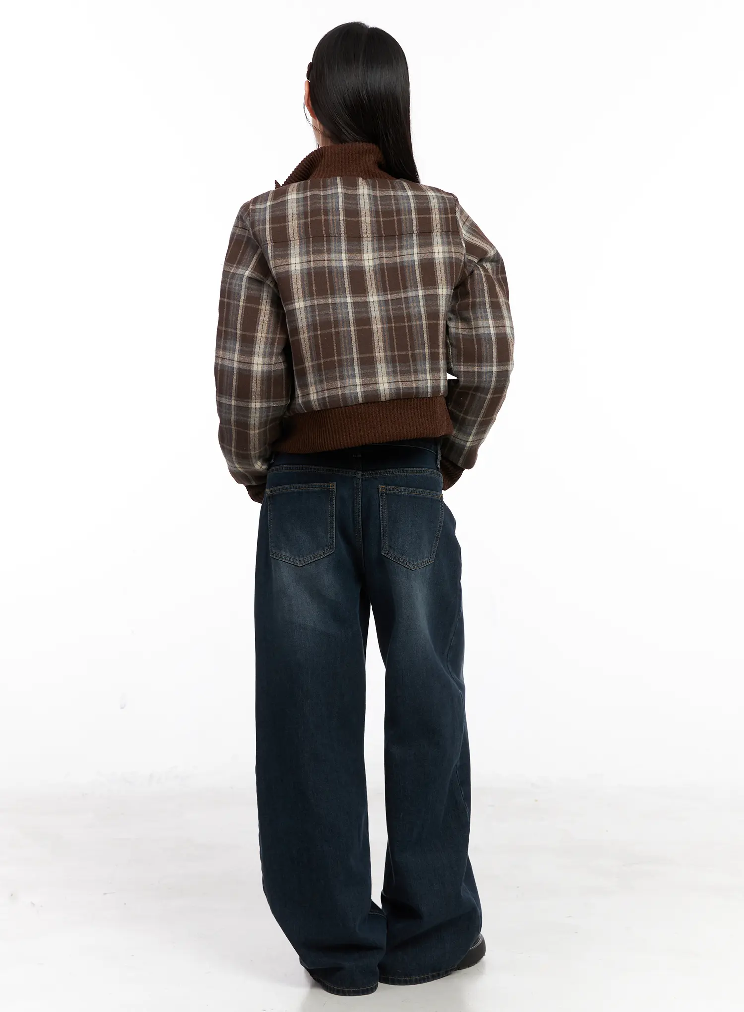 Plaid Quilted Bomber Jacket CN520 - Image 5