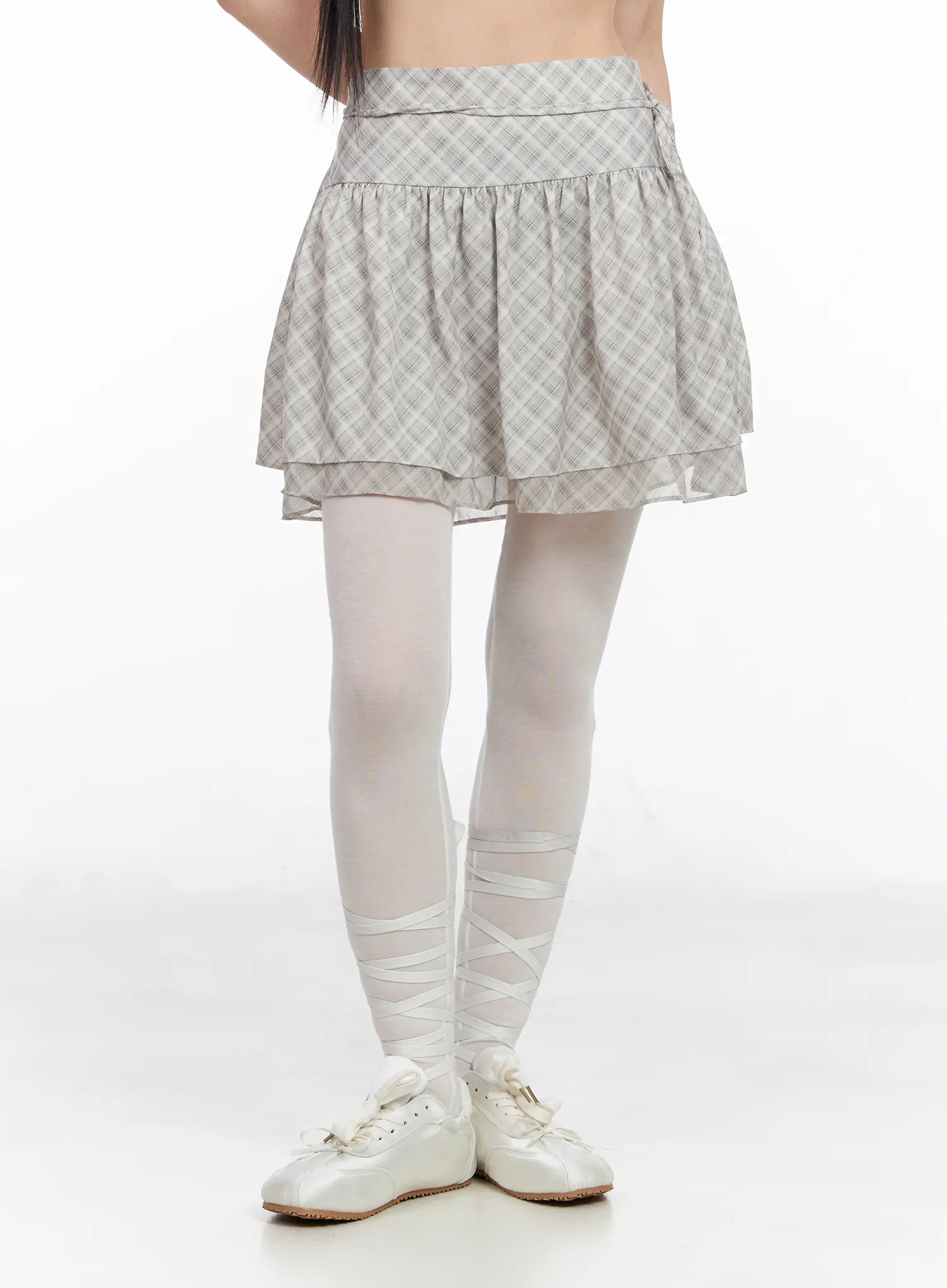 Plaid Ruffle Mini Skirt CF518