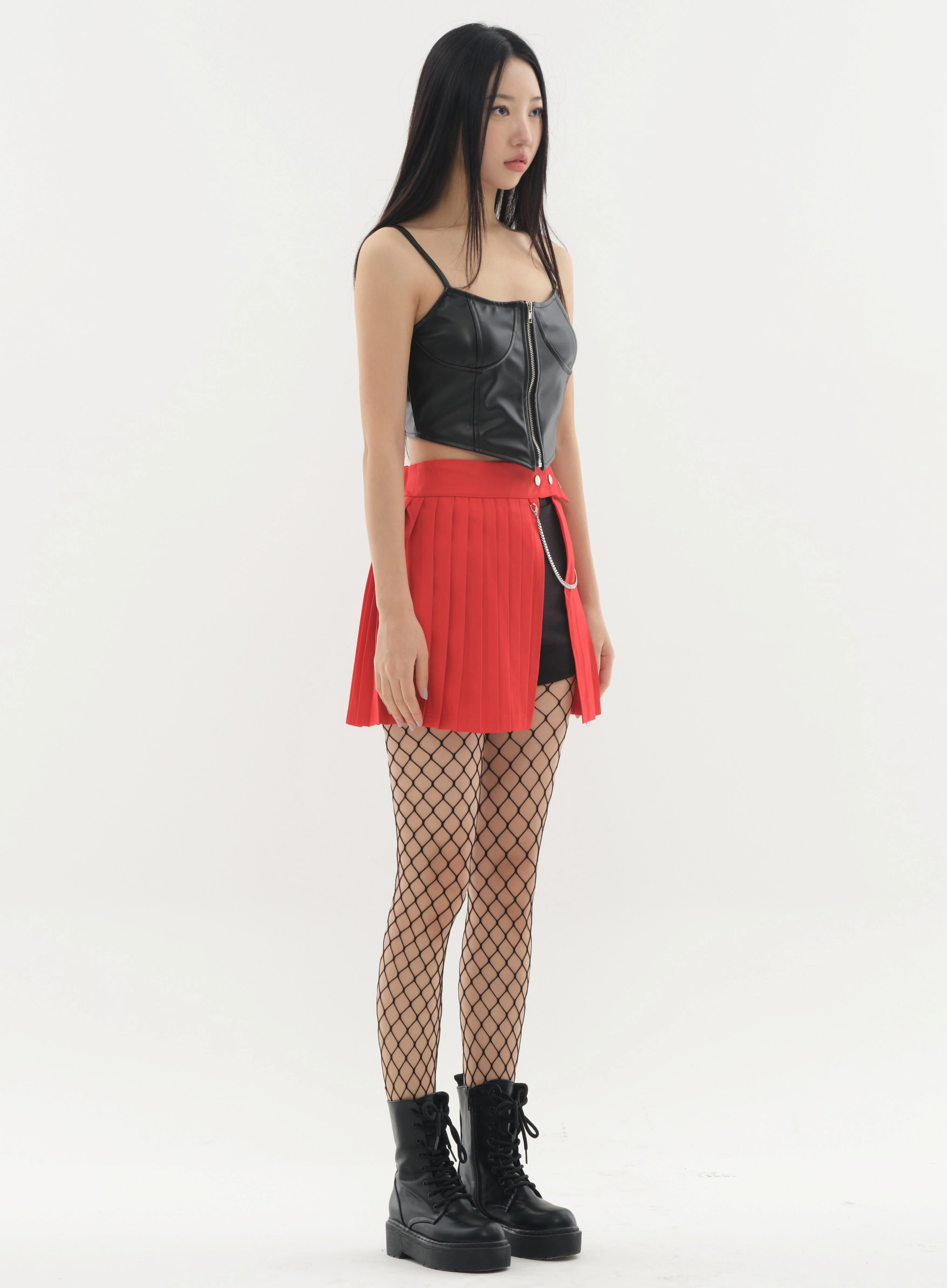 Pleated Mini Skirt with Chain #Original Kpop #121692 - Image 2