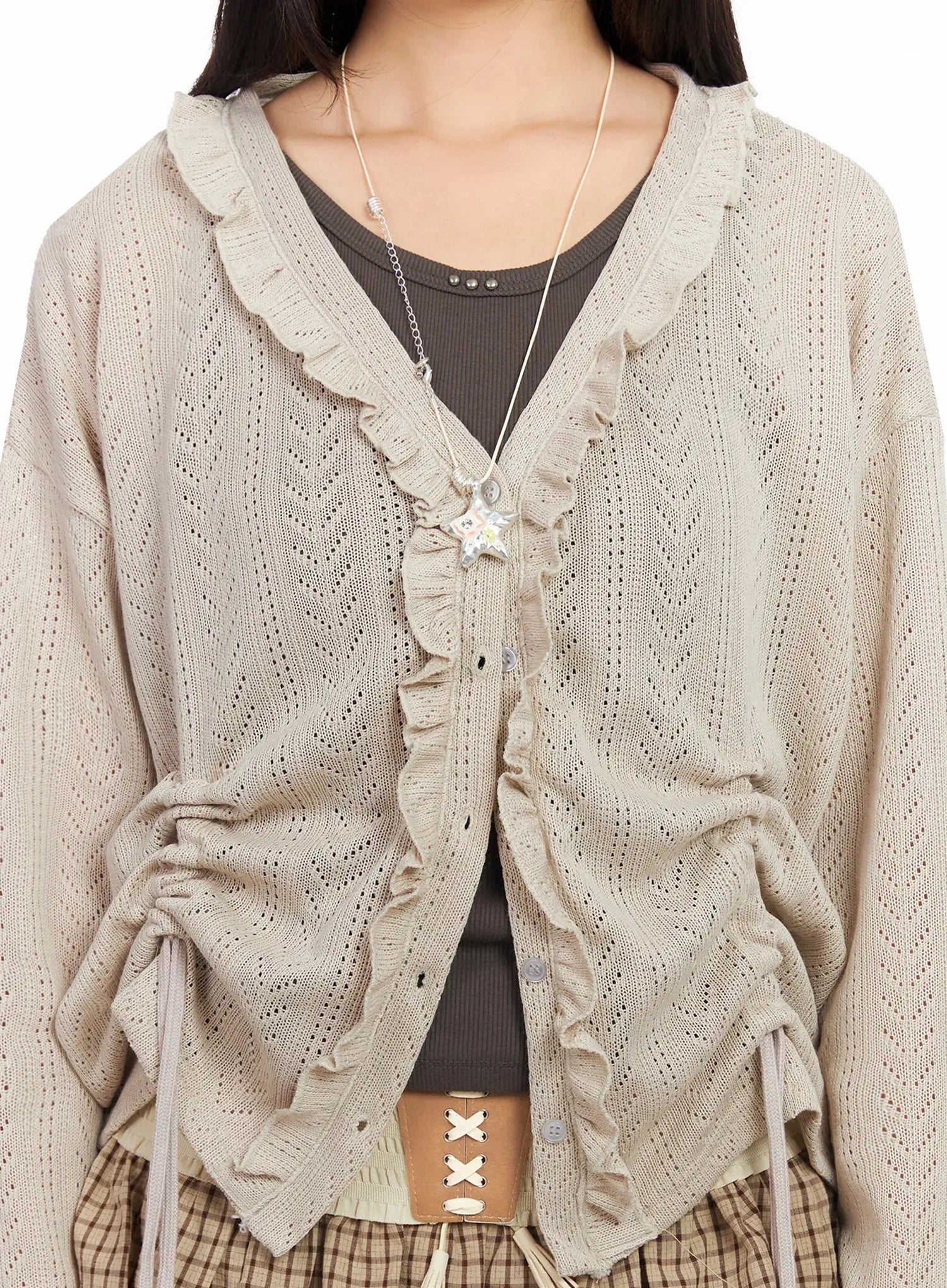 Pointelle Knit Cardigan IA523 - Image 4