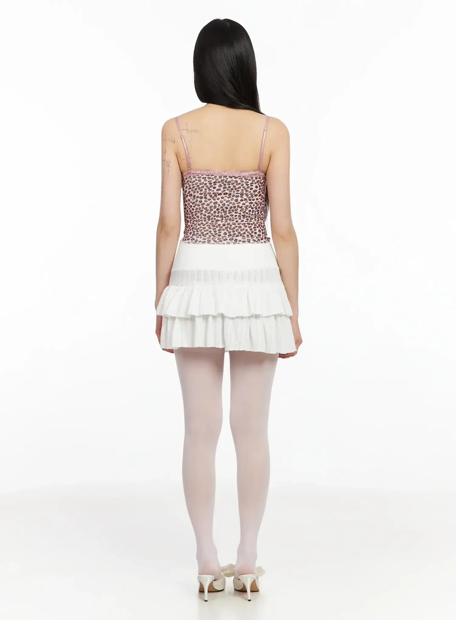 Pointelle Layered Ruffle Mini Skirt IA523 - Image 9