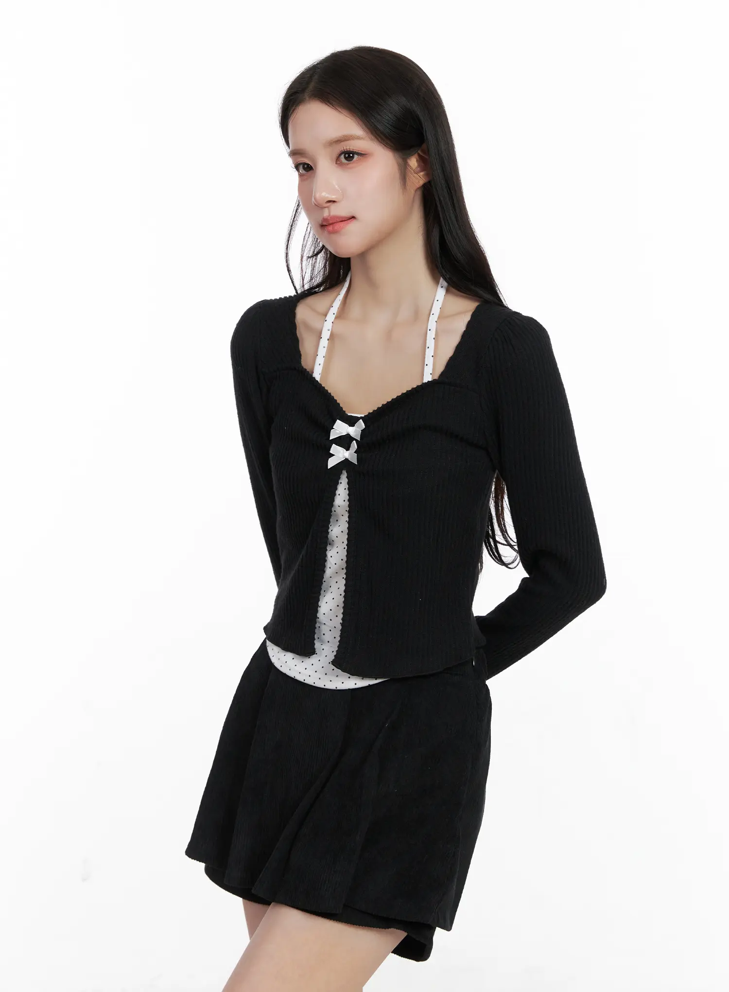 Polka Dot Cami and Ribbon Cardigan Set CN527 - Image 11