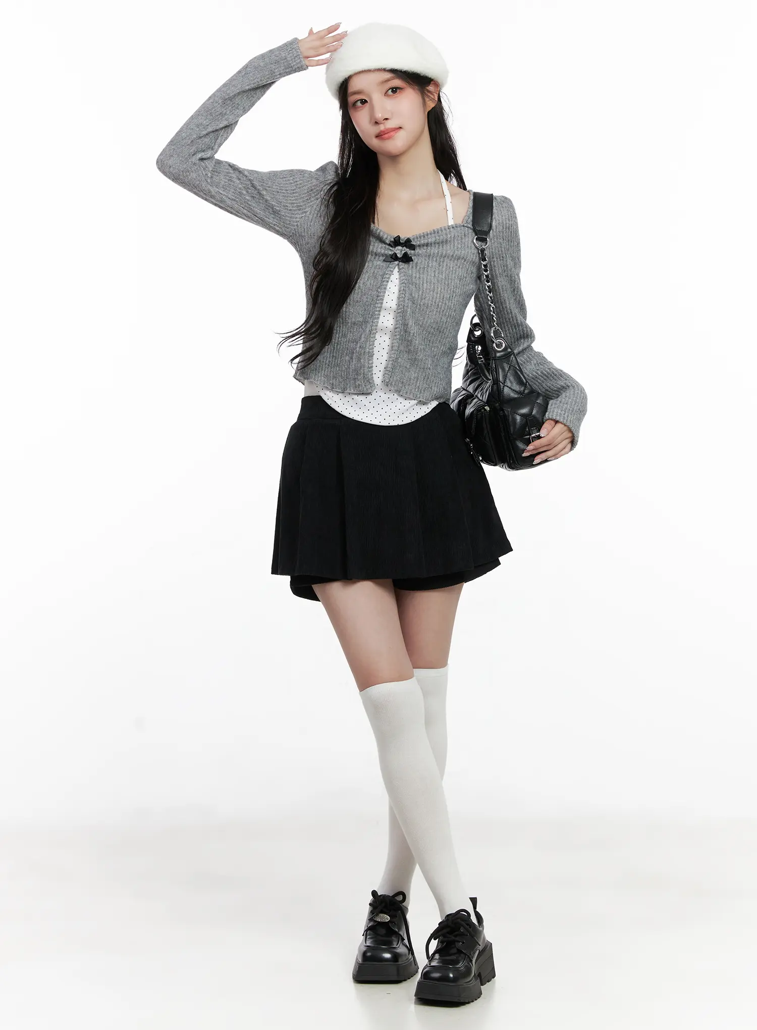 Polka Dot Cami and Ribbon Cardigan Set CN527 - Image 7