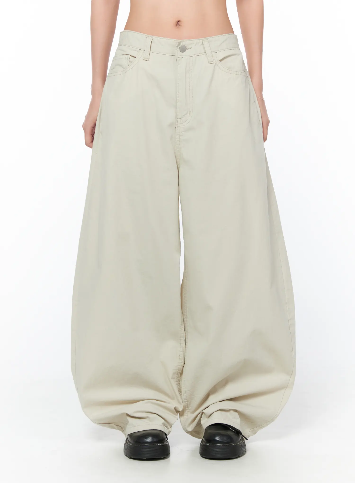 Polka Dot Pocket Wide Cotton Pants CY512 - Image 4