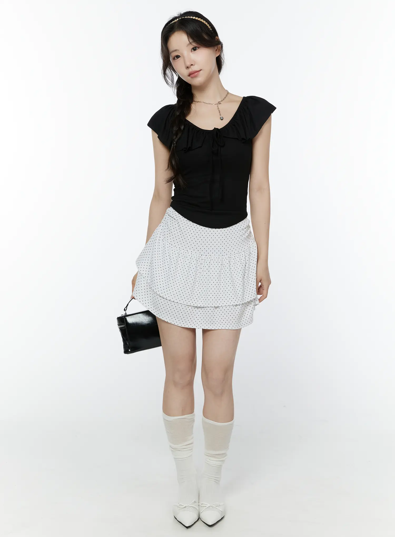 Polka Dot Ruffle Mini Skirt IY507 - Image 2