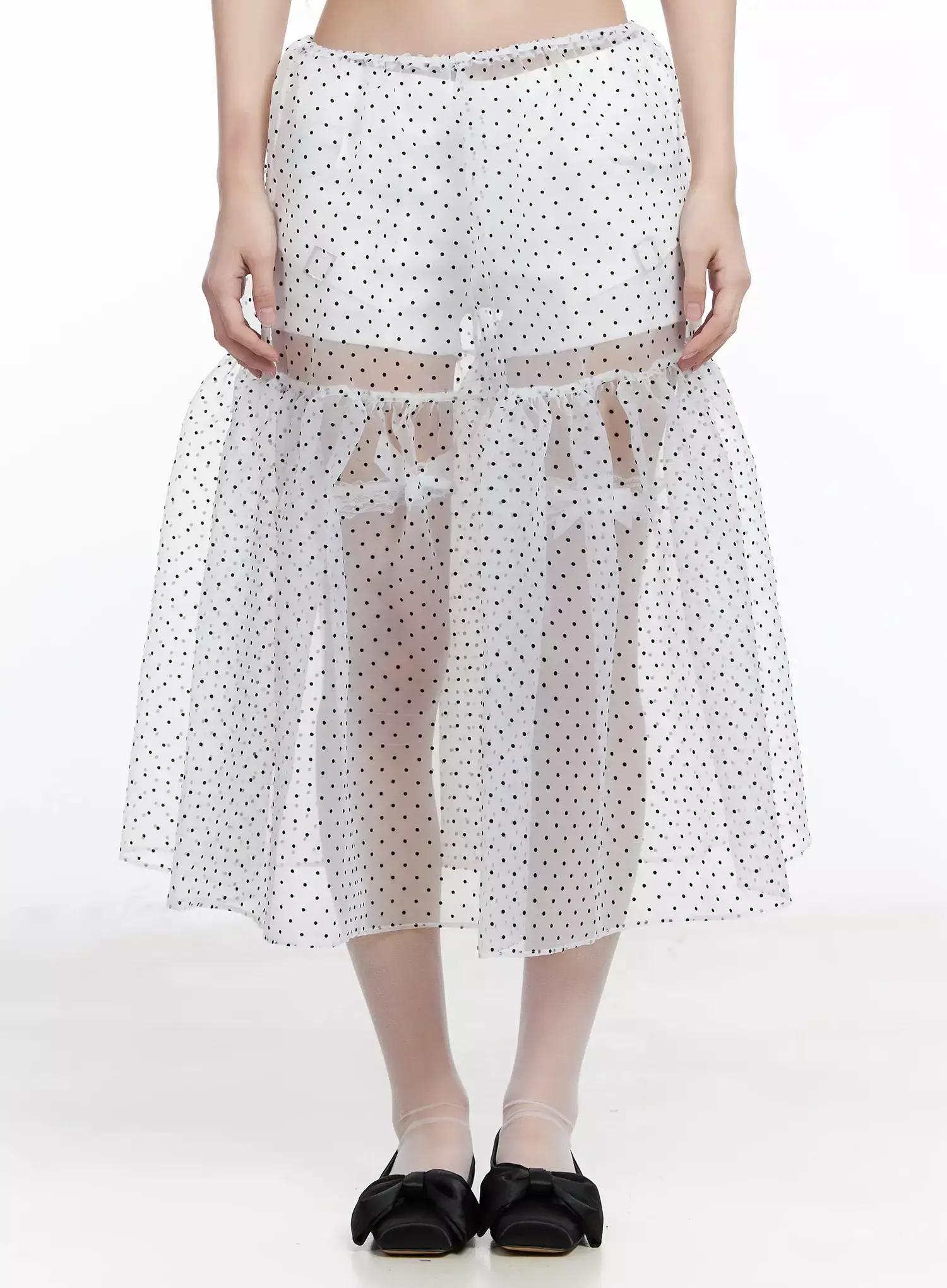 Polka Dot Sheer Midi Skirt IM504