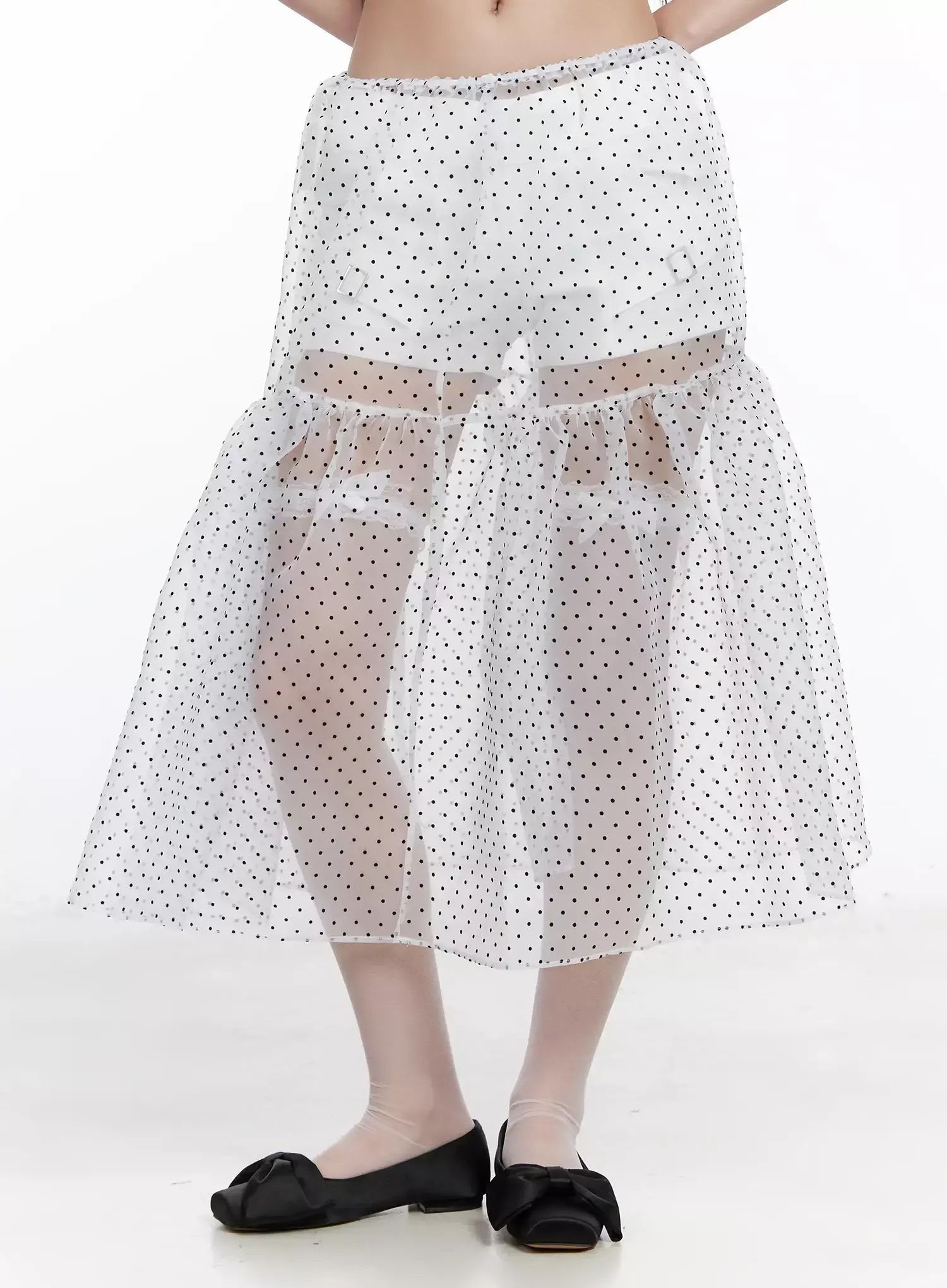 Polka Dot Sheer Midi Skirt IM504 - Image 11