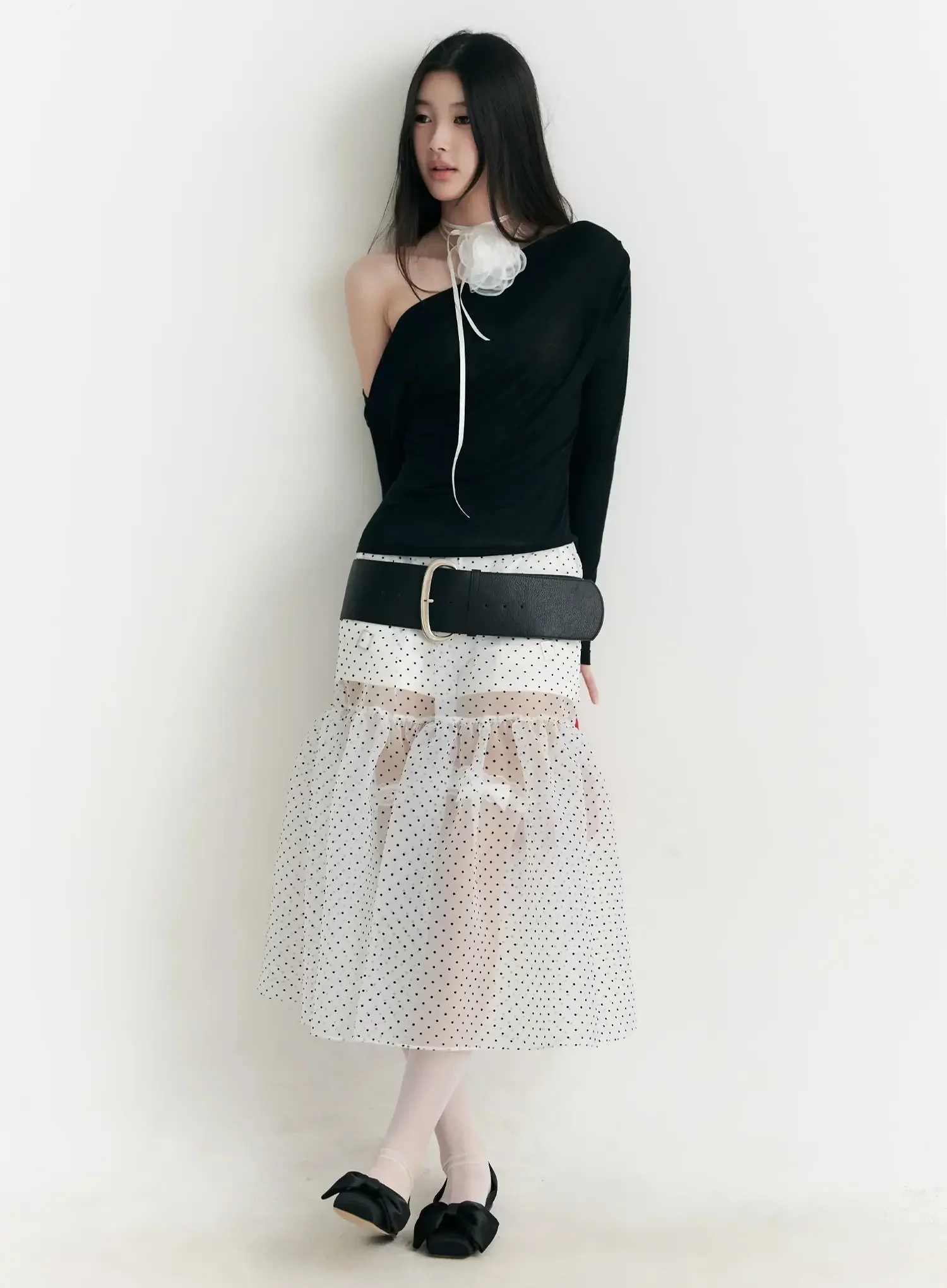 Polka Dot Sheer Midi Skirt IM504 - Image 2