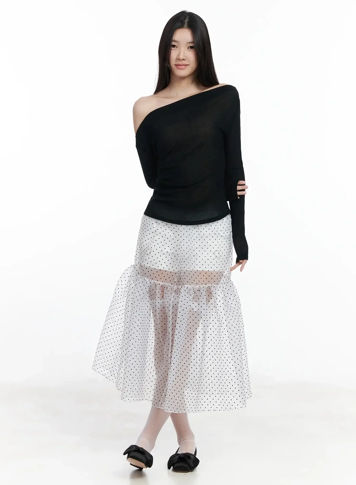 Polka Dot Sheer Midi Skirt IM504 - Image 8