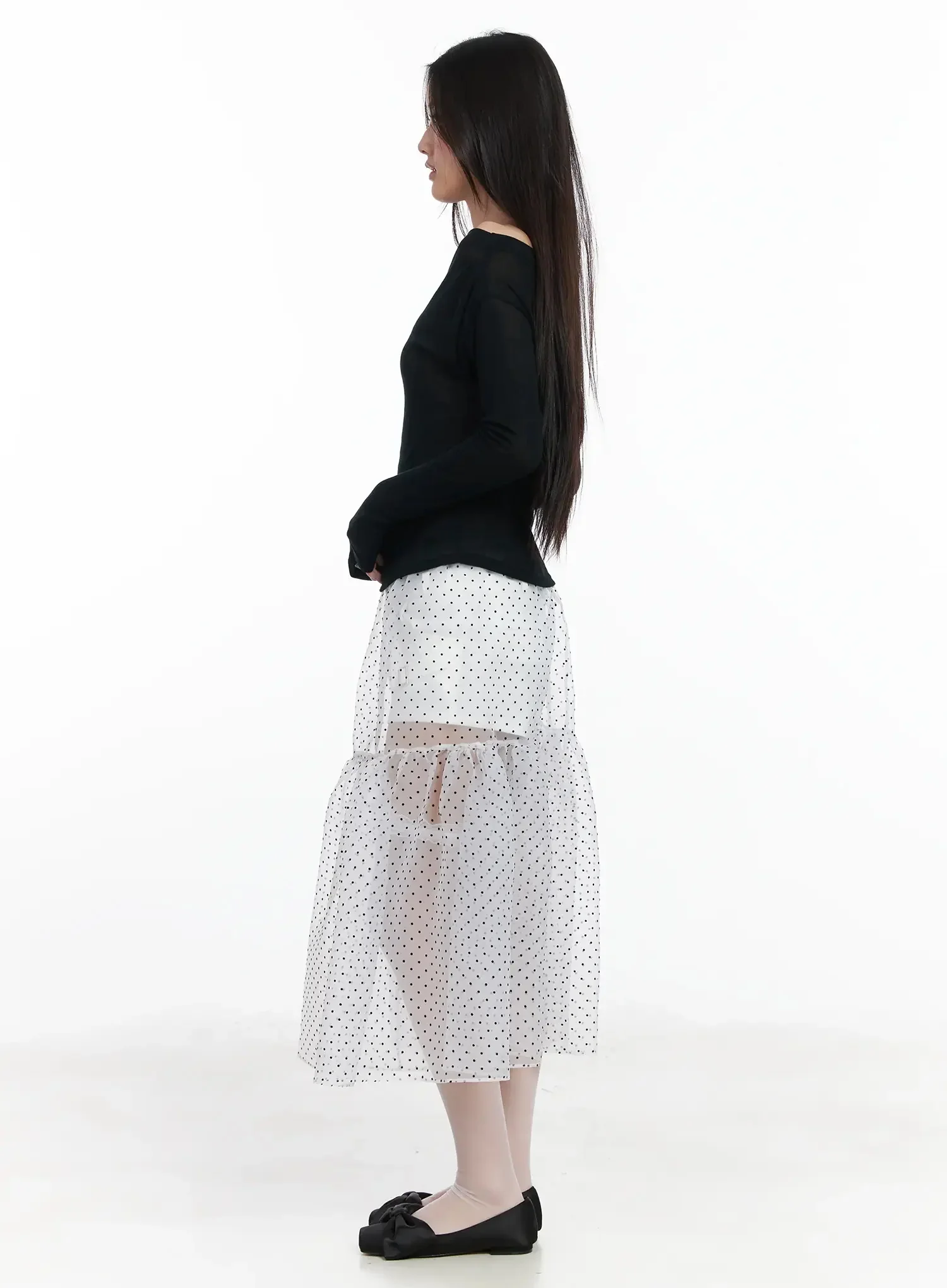 Polka Dot Sheer Midi Skirt IM504 - Image 9